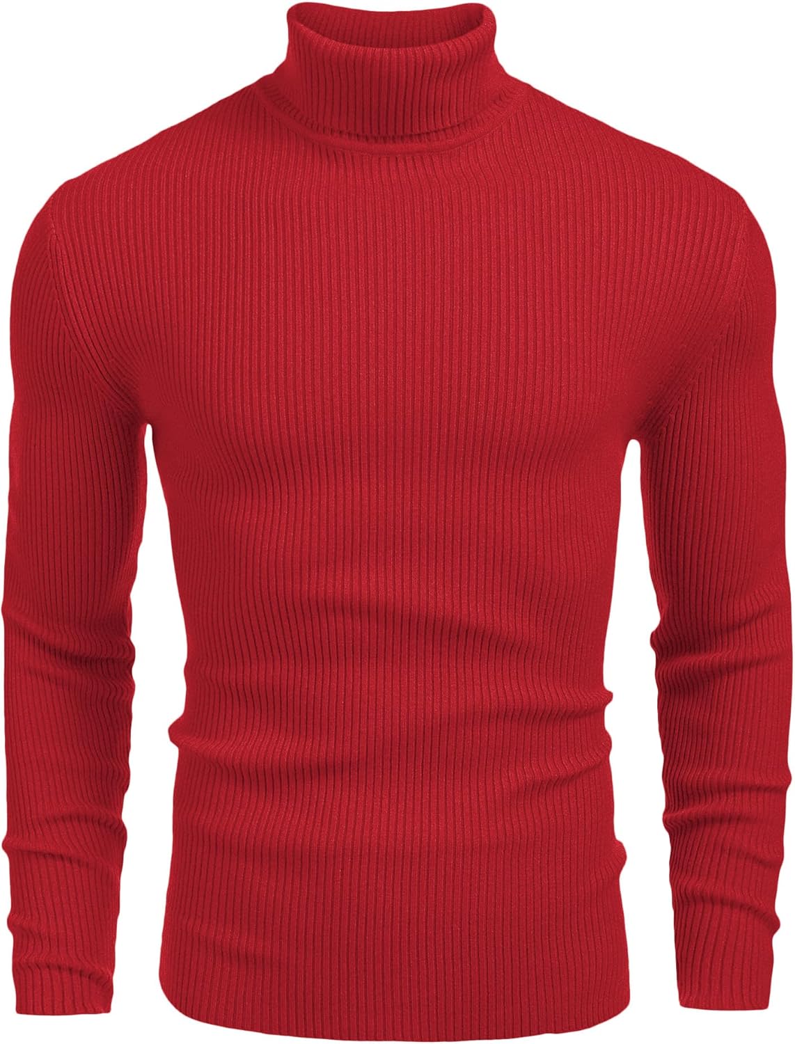 COOFANDY Mens Ribbed Slim Fit Knitted Pullover Turtleneck Sweater