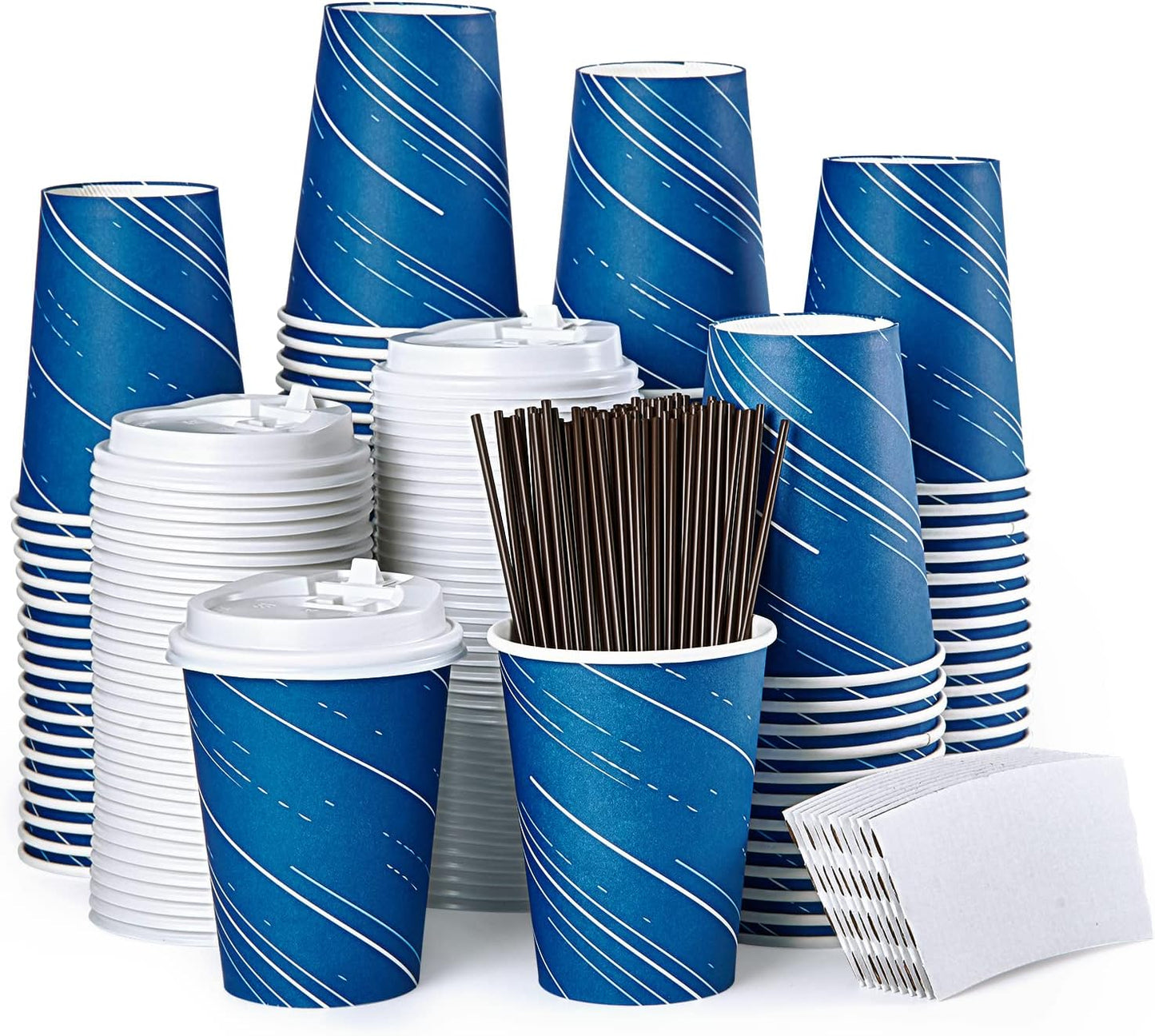 100 Pack 12 oz Recycled Coffee Cups Set