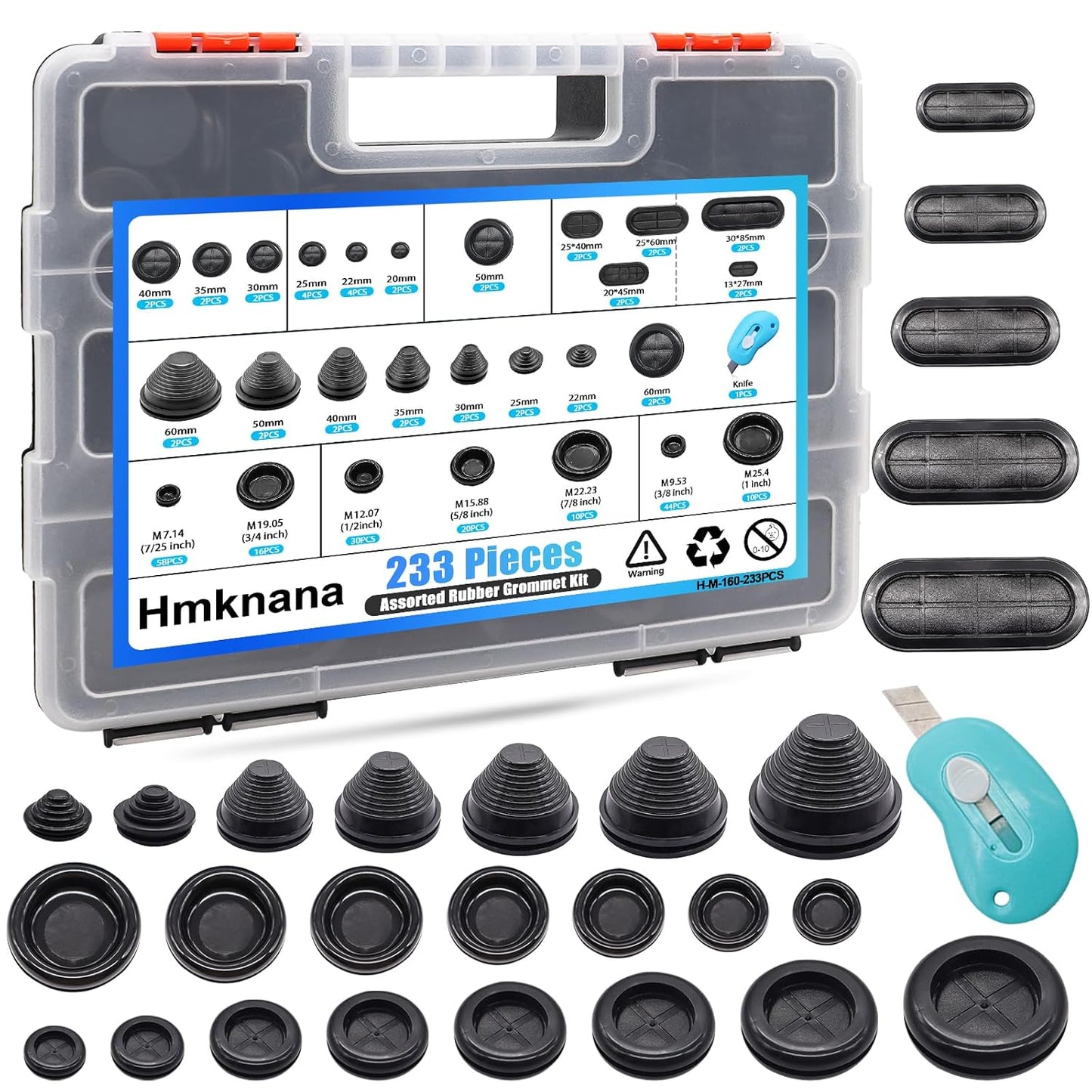 233Pcs Rubber Grommet Kit for Wiring, Automotive, and Plumbing