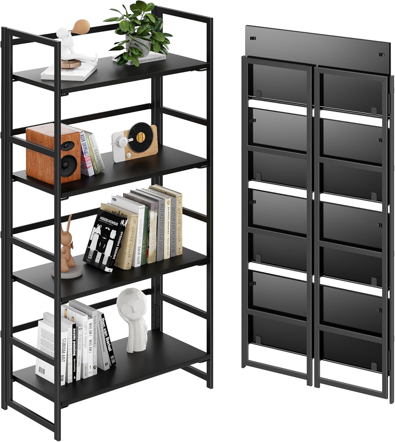 BHG Vintage Multifunctional Folding Bookshelf for Home Office