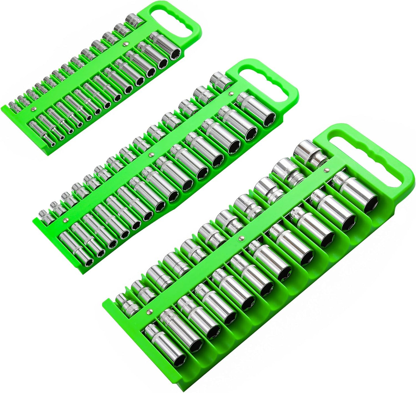 Magnetic Socket Organizer Set - Heavy Duty 3-Piece Holder