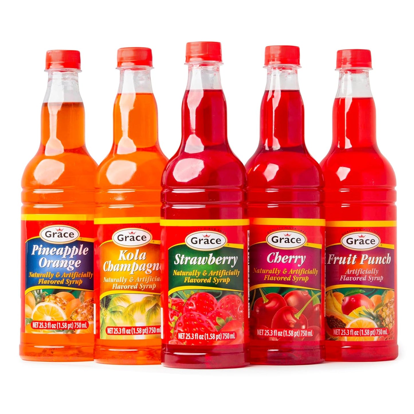 Grace Kola Champagne & Fruit Punch Syrups - 5 Pack Bundle