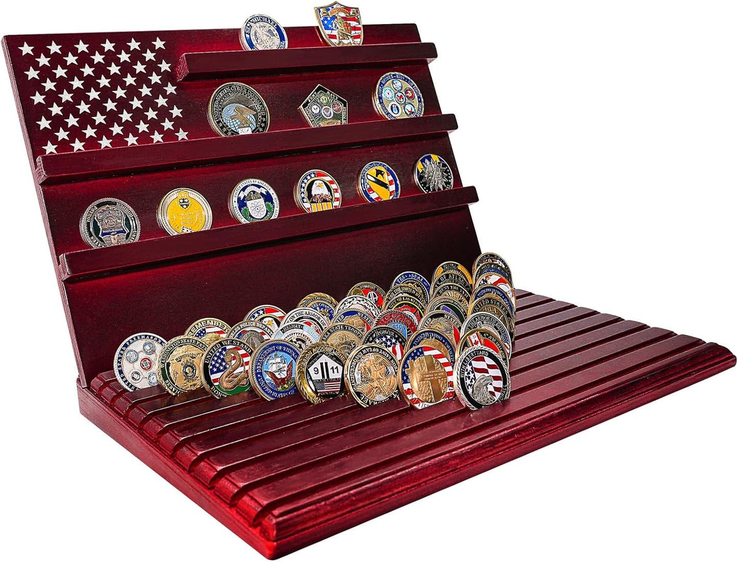 Challenge Coin Display Stand for Collectors - 13 Rows of Elegance