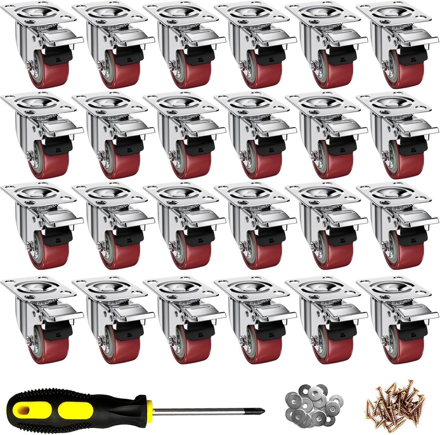 2 Inch Caster Wheels Set of 24 for Heavy Duty Applications