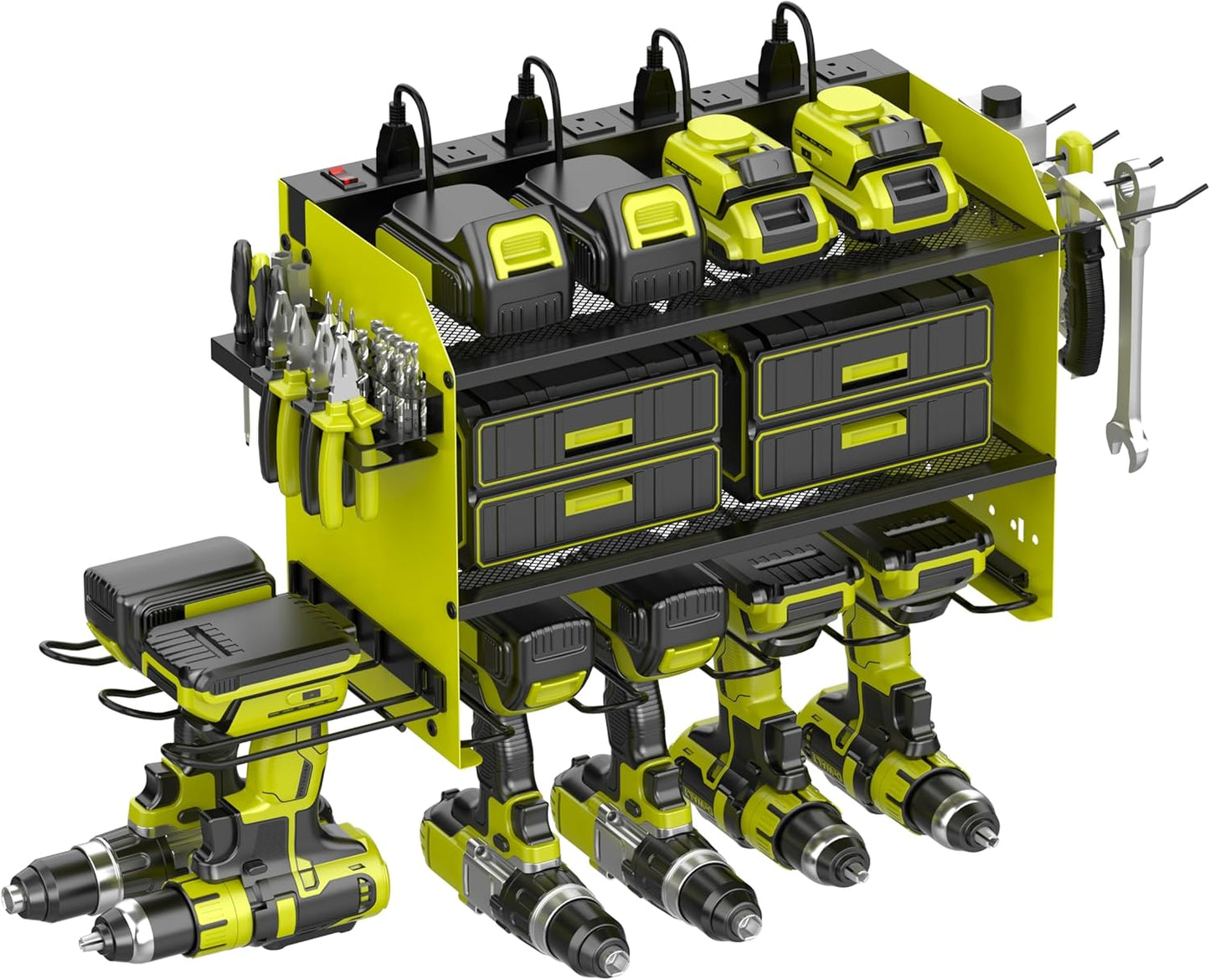 Drill Rack & Charging Station - Organize Easily!
