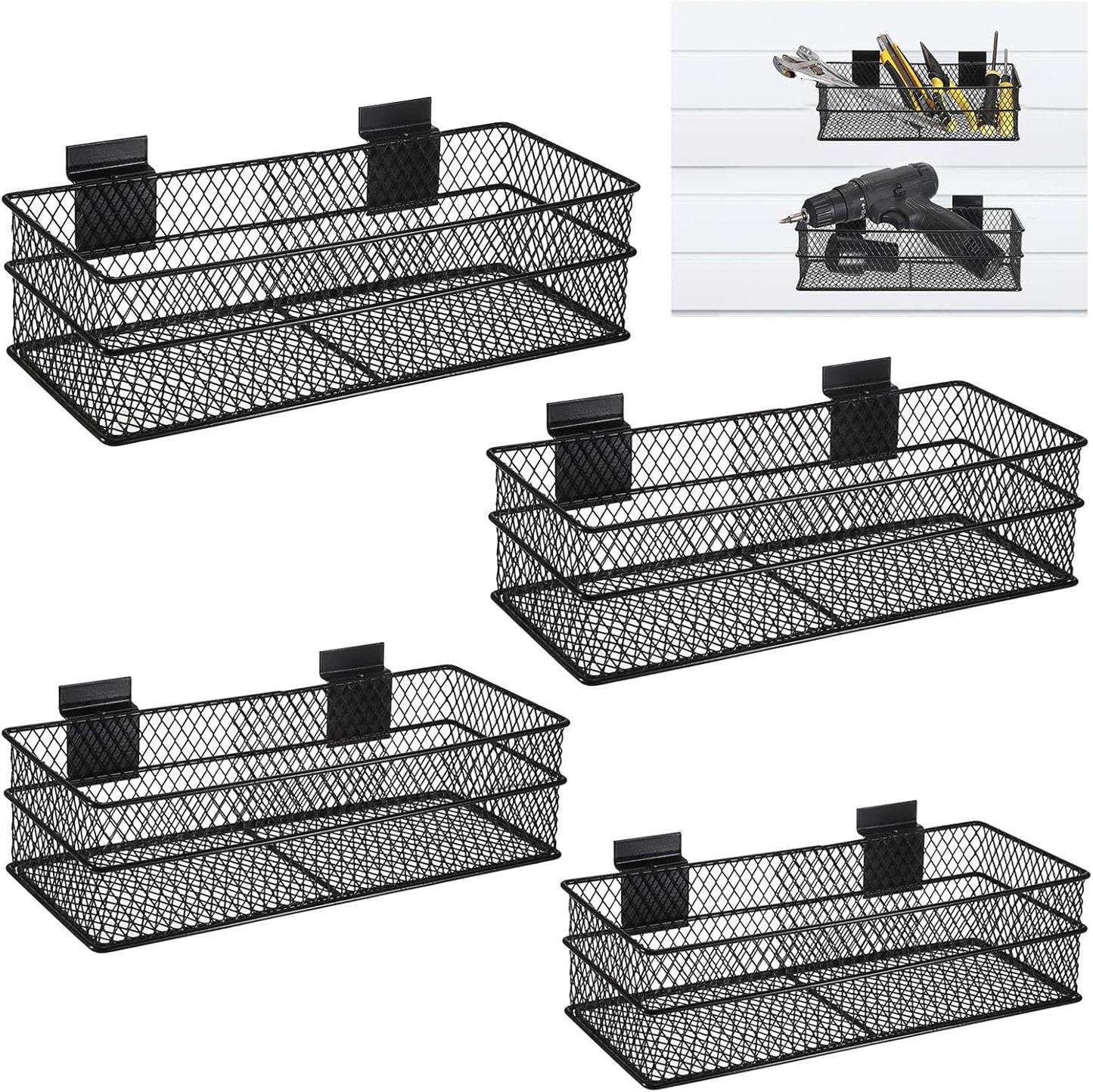 BSTKEY Slatwall Basket Set of 4 for Efficient Storage Solutions