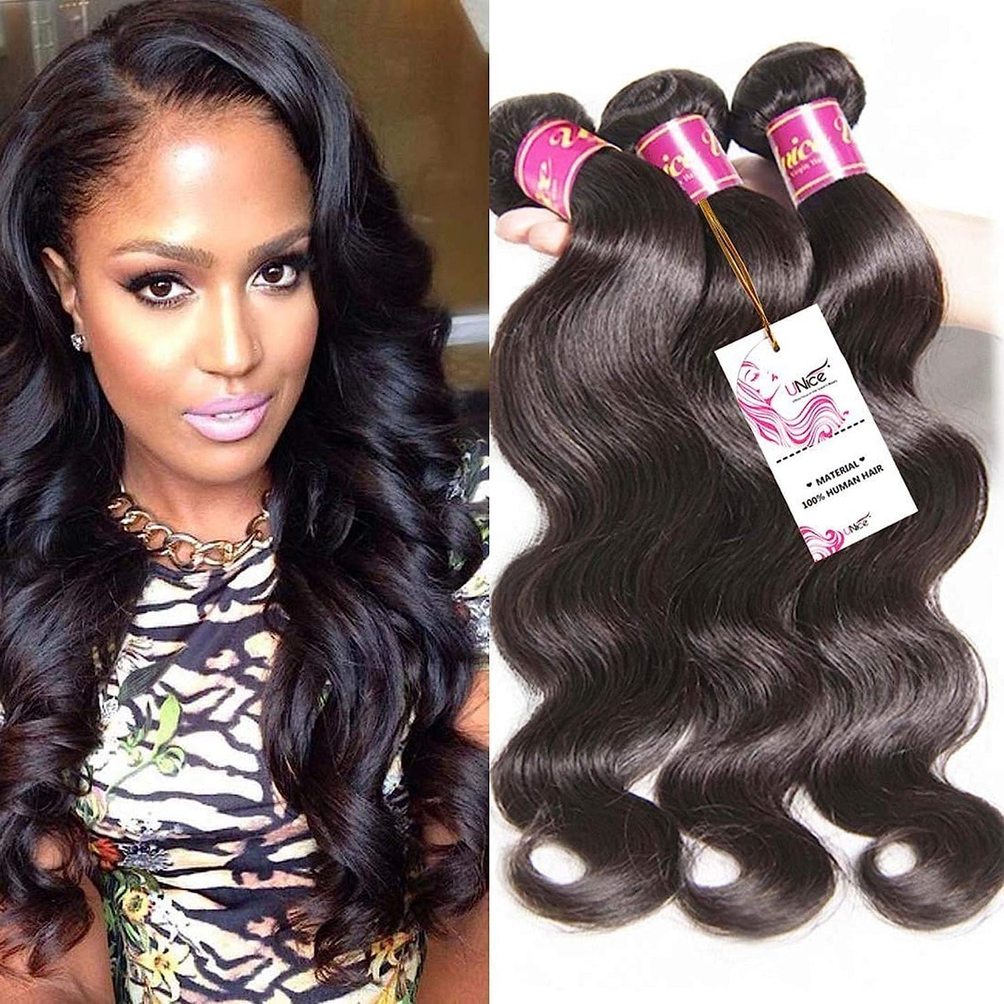 Unice Hair Brazilian Virgin Human Hair Weave Bundles 3pcs