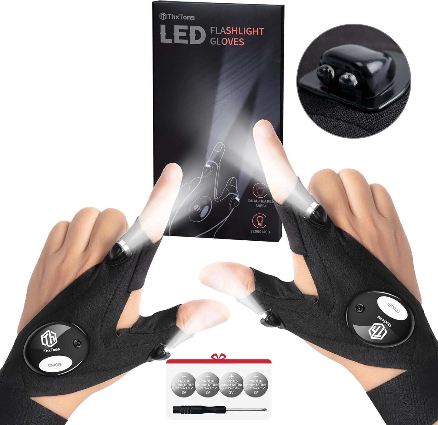 ThxToms LED Gloves - Hands-Free Light for Men