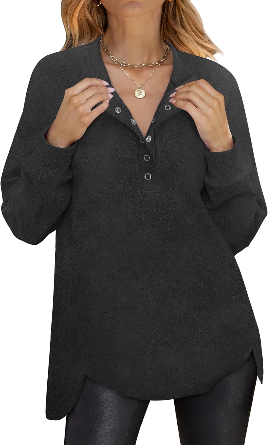 ANRABESS Women's Long Sleeve Henley Tops for Casual Style