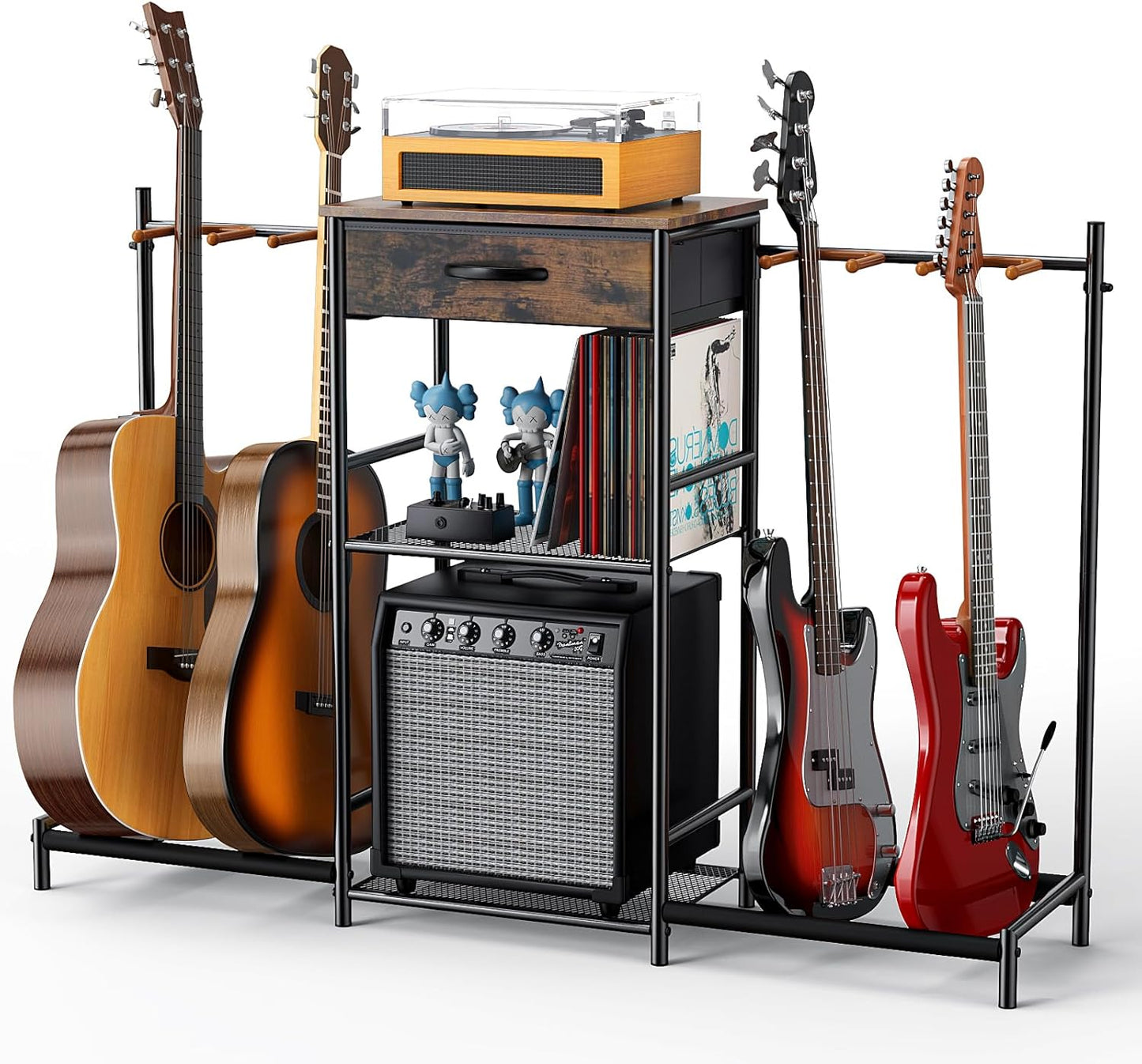 4-Guitar Floor Stand with Amp Drawer - Elerator