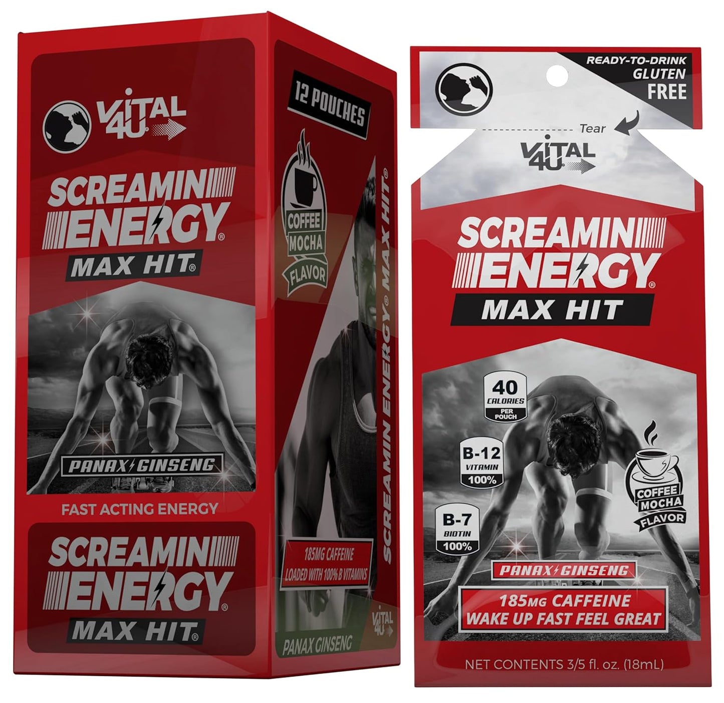 Screamin Energy Max Hit Energy Shots with Ginseng & Caffeine