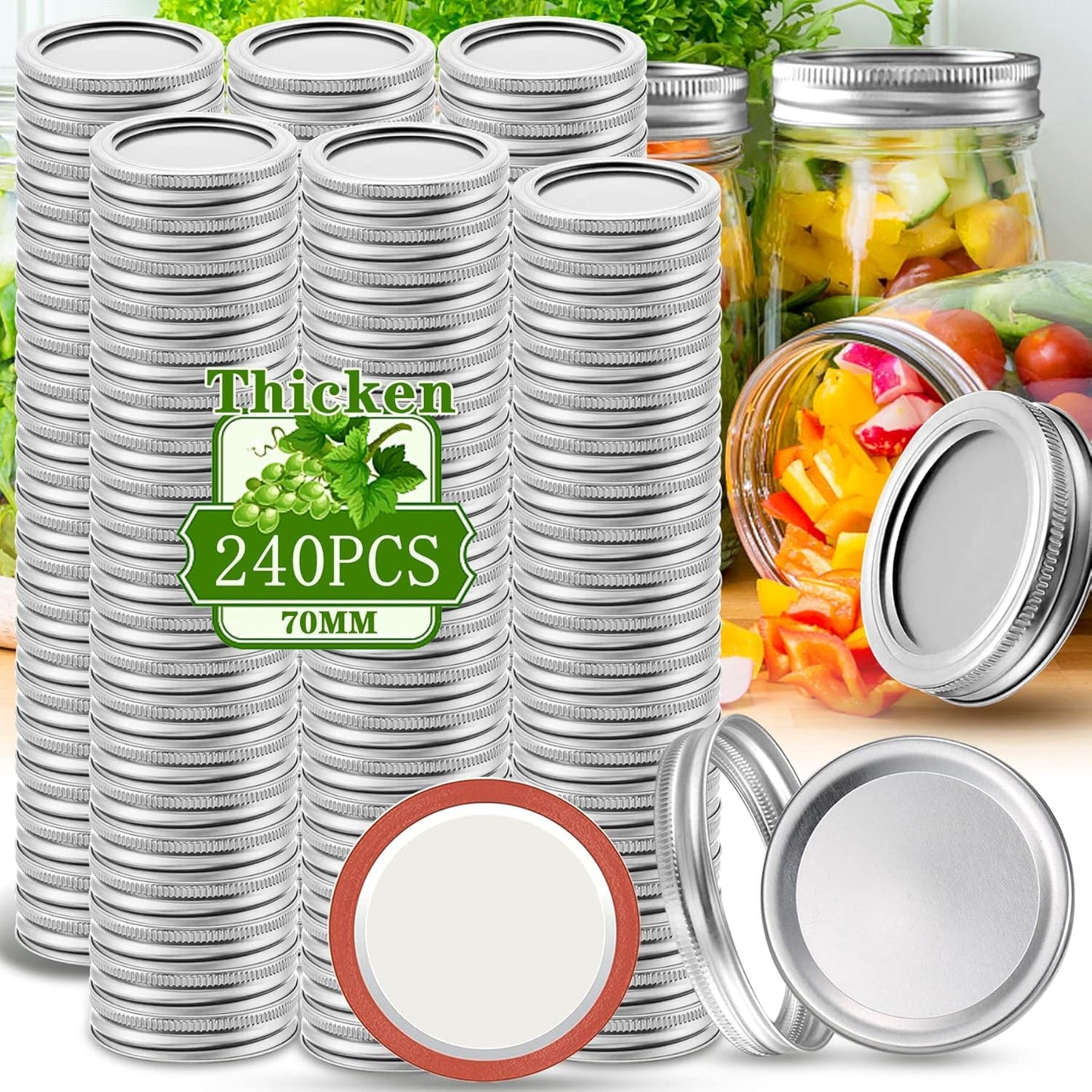Regular Mouth Canning Lids and Rings Set for Mason Jars