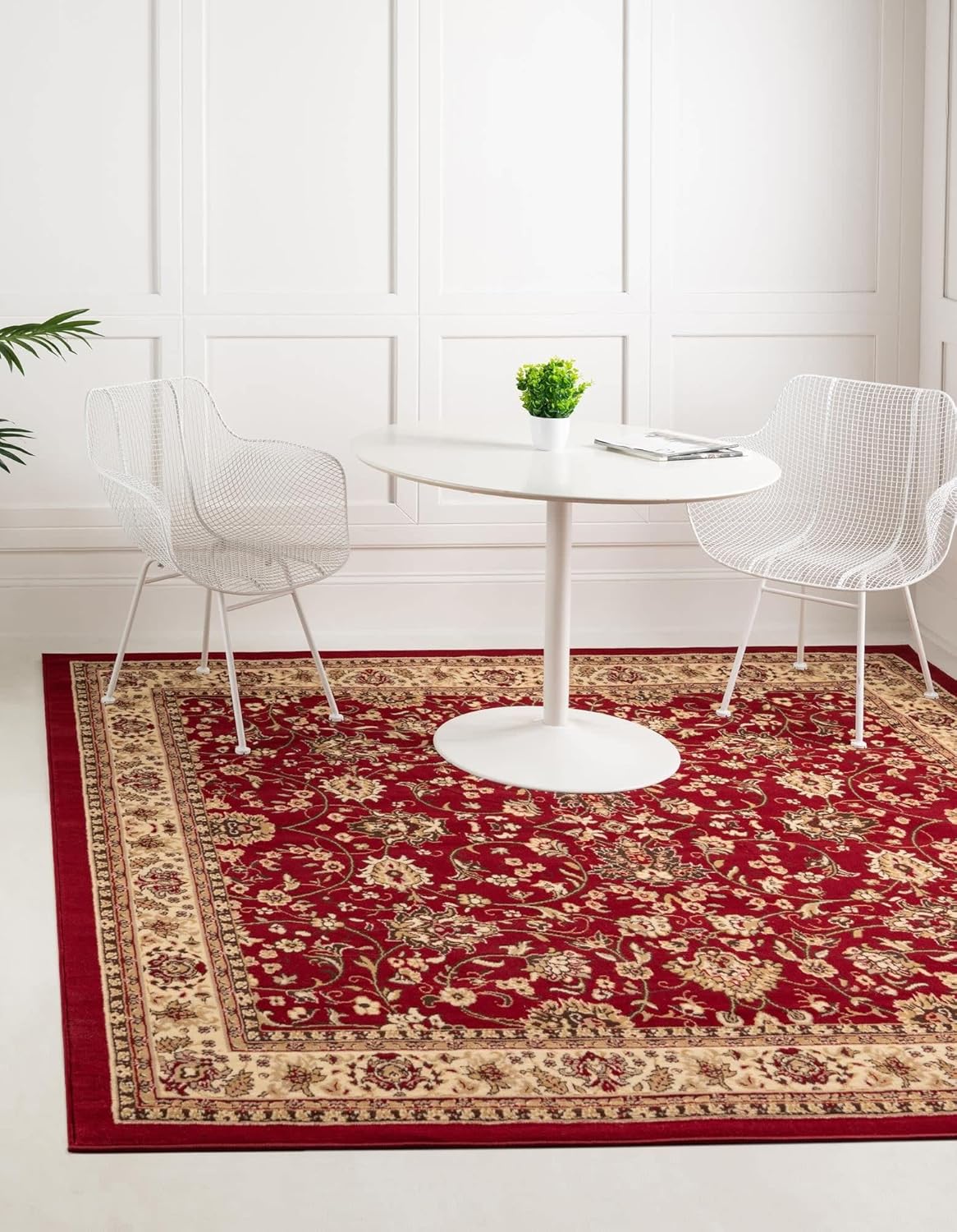 Unique Loom Sialk Hill Collection Area Rug in Burgundy/Cream