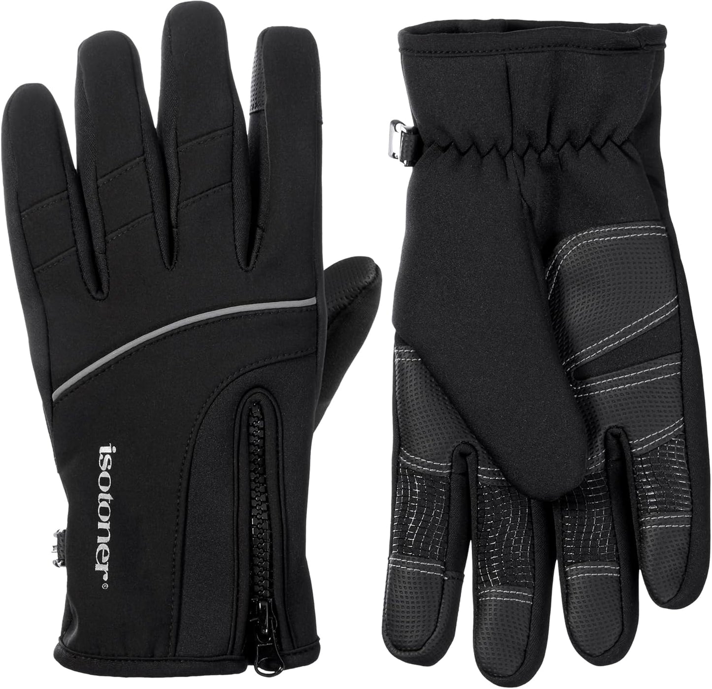Isotoner Men's Zipper Neoprene Gloves - Touchscreen Smart-Ready!