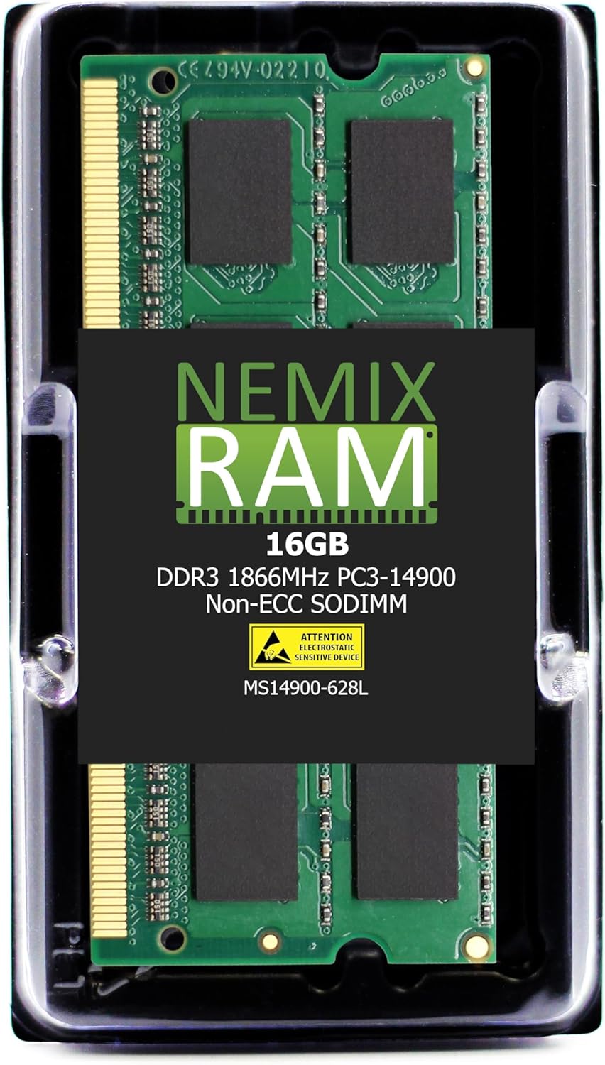 NEMIX RAM 16GB DDR3 1866MHZ PC3-14900 SODIMM Laptop Memory