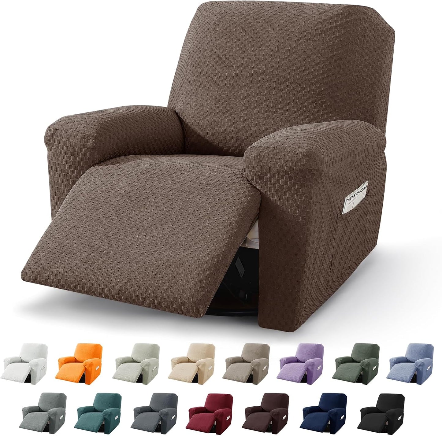 YEMYHOM Stretch Recliner Slipcover with Side Pocket for Protection