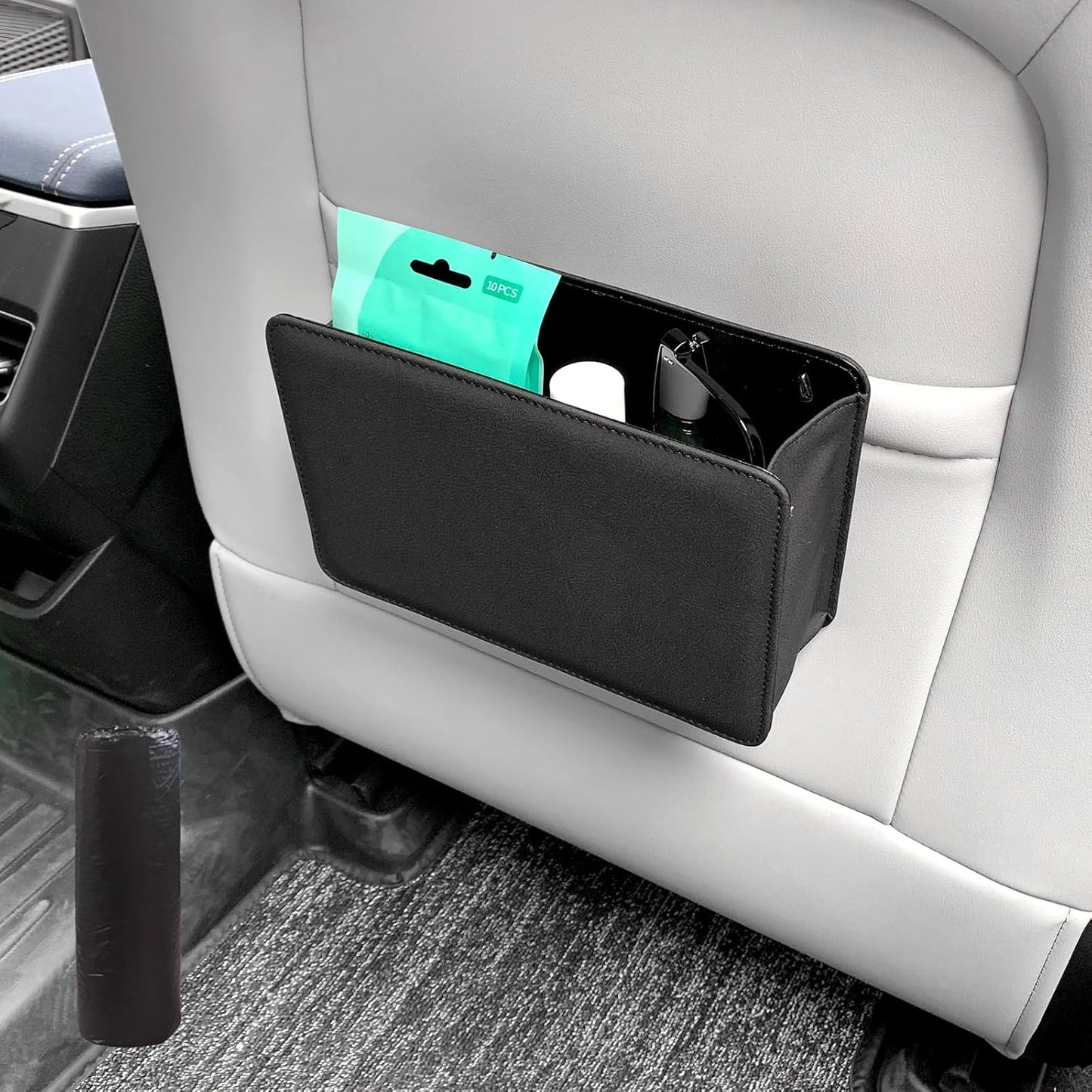 Leather Car Trash Can & Organizer - HUWANDE
