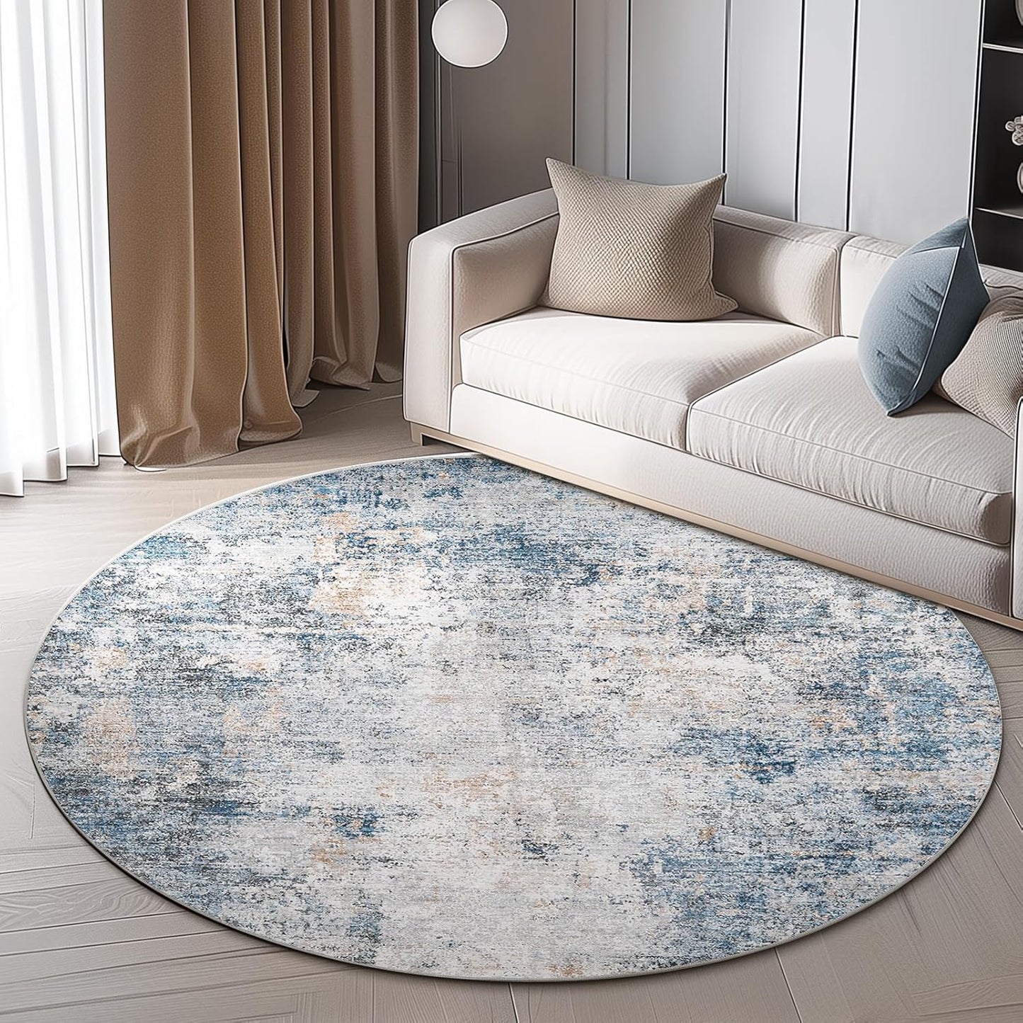 jinchan Round Rug 6ft Modern Area Rug for Living Room and More