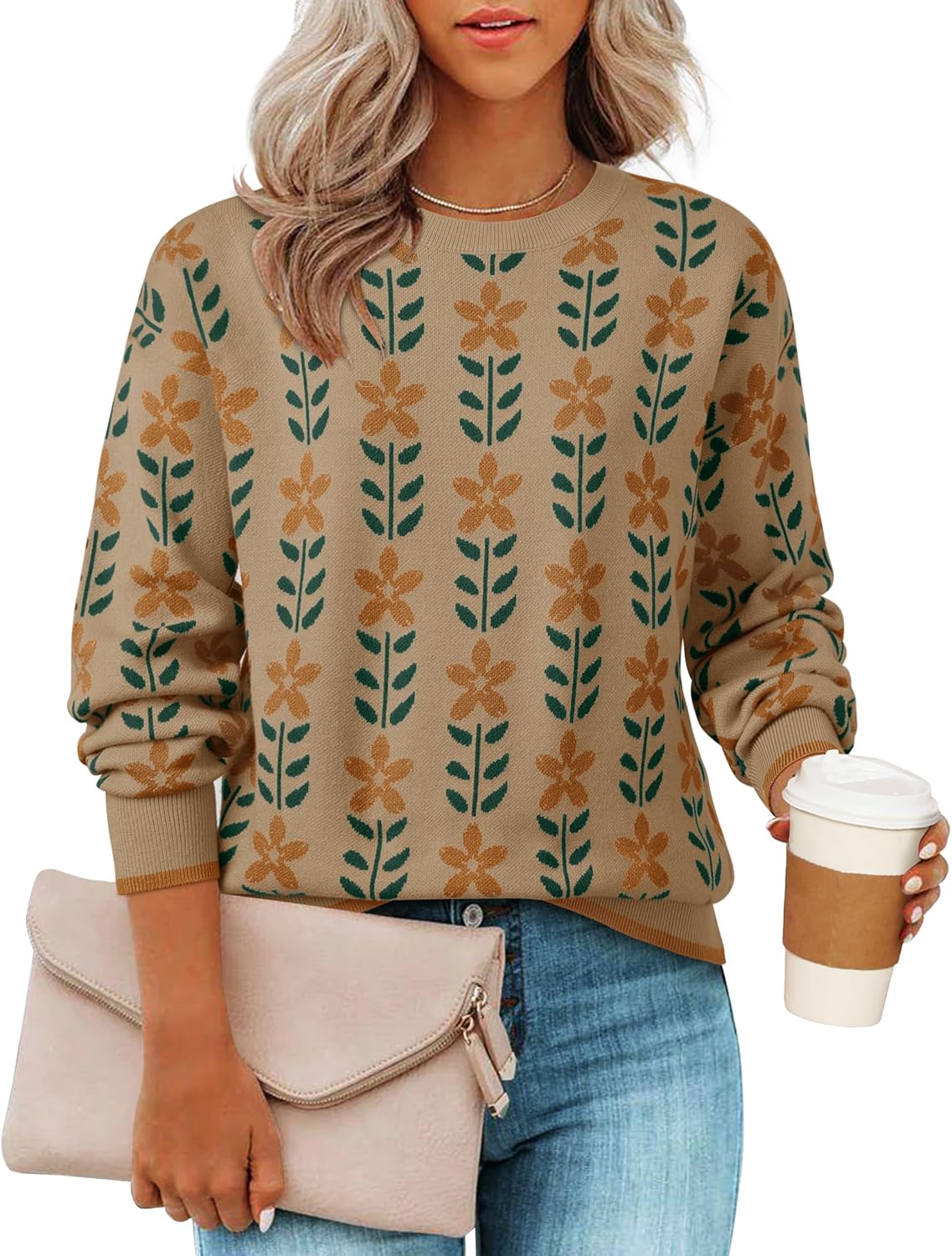 ZESICA Women's Long Sleeve Crewneck Sweater for Fall Style