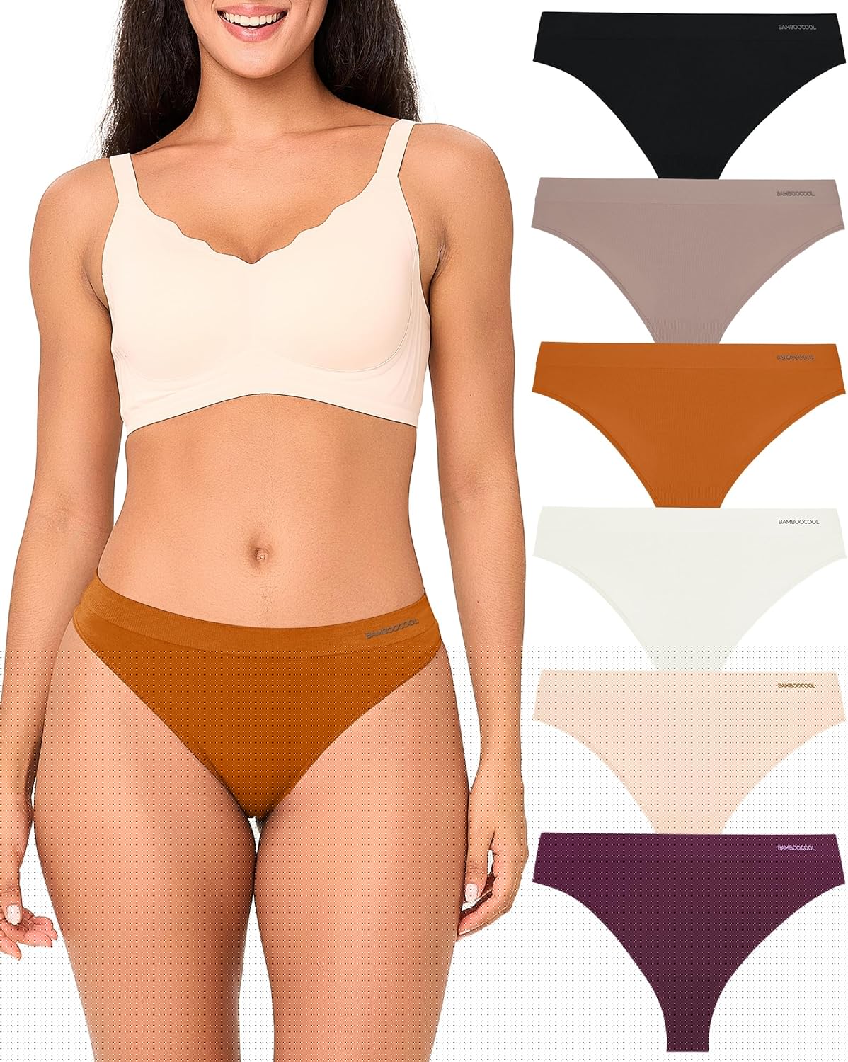 Bamboo Cool Women's Thongs Seamless Breathable Underwear 6 Pack