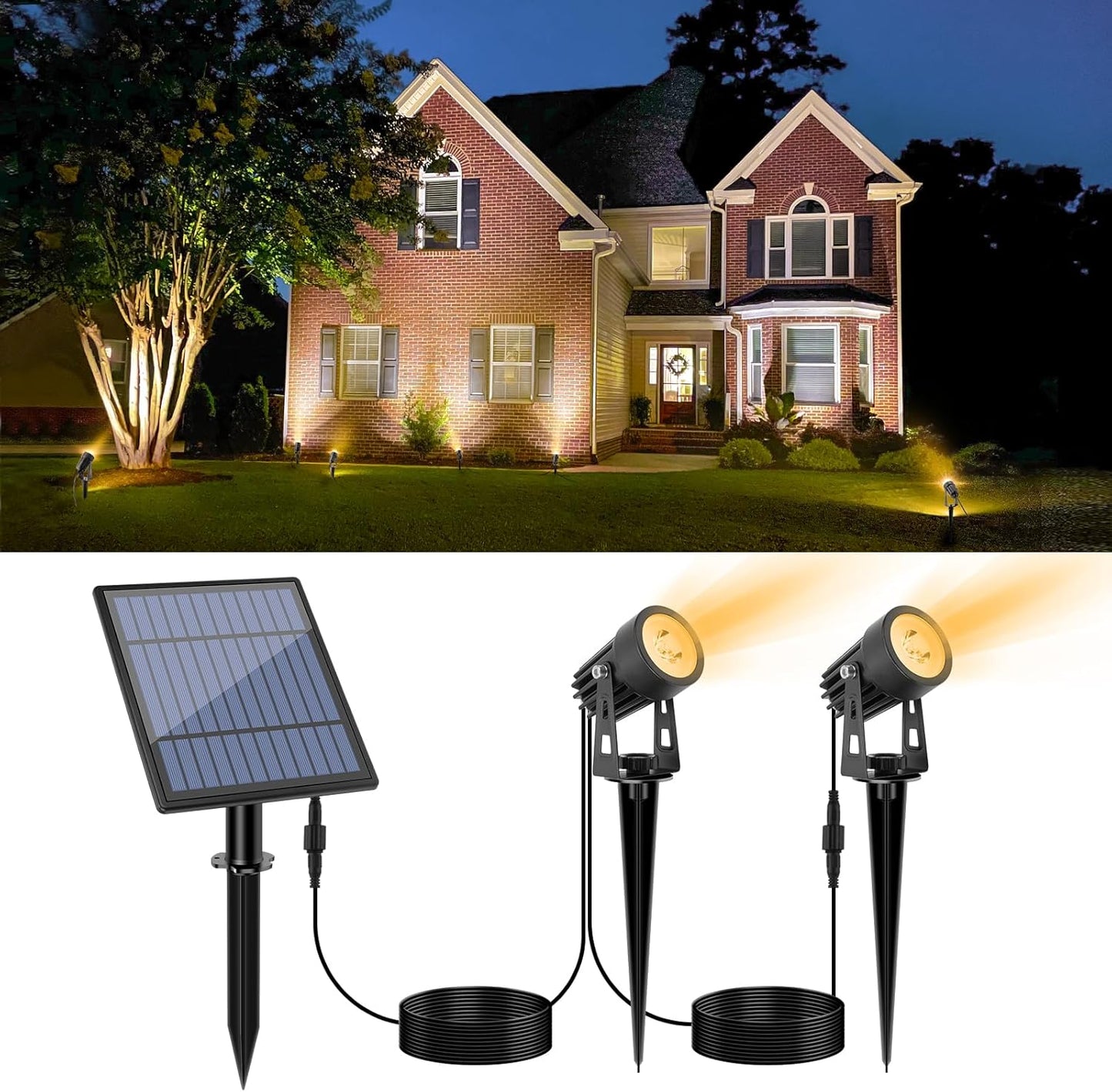 APONUO Metal Solar Spot Lights Outdoor for Garden and Yard