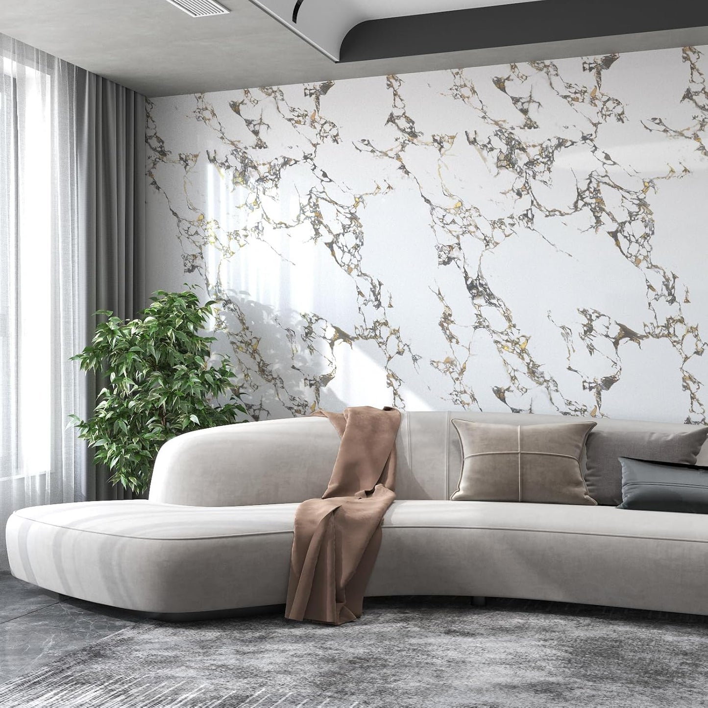 White Gold Marble Granite Contact Paper for Stylish Countertops