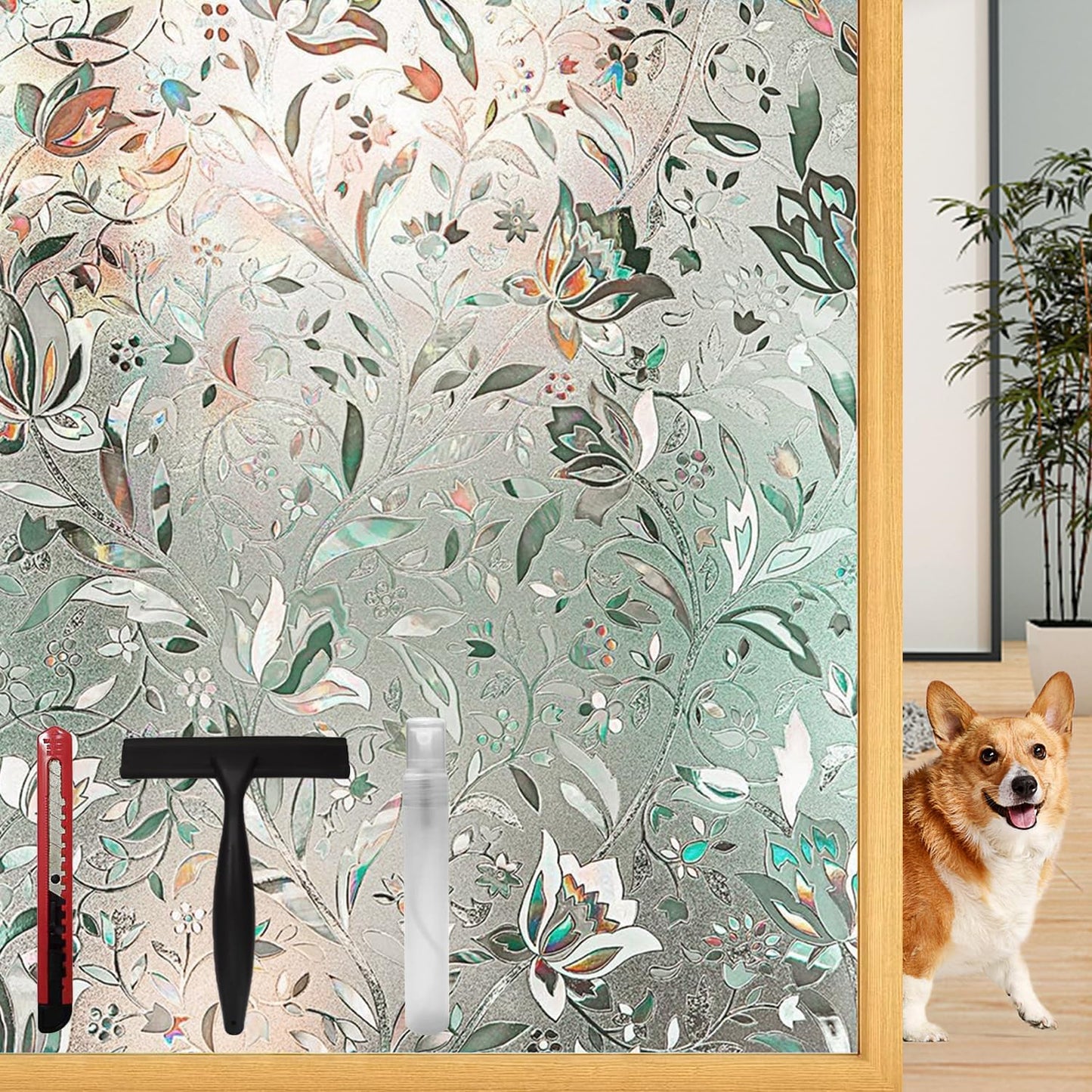 Frosted Tulip Patterned Window Privacy Film for Stylish Decor