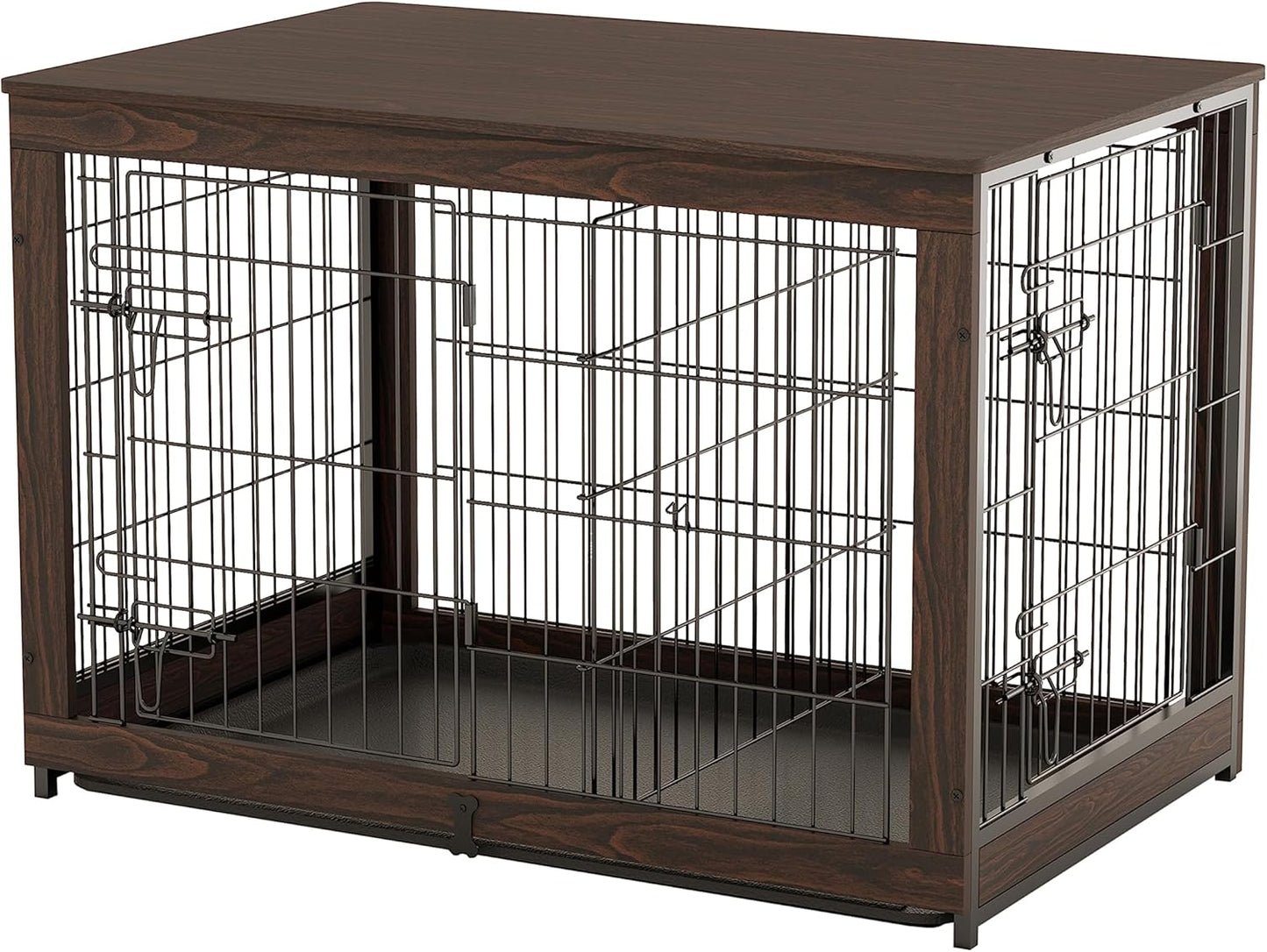 Piskyet Wooden Dog Crate Furniture with Divider Panel for Comfort