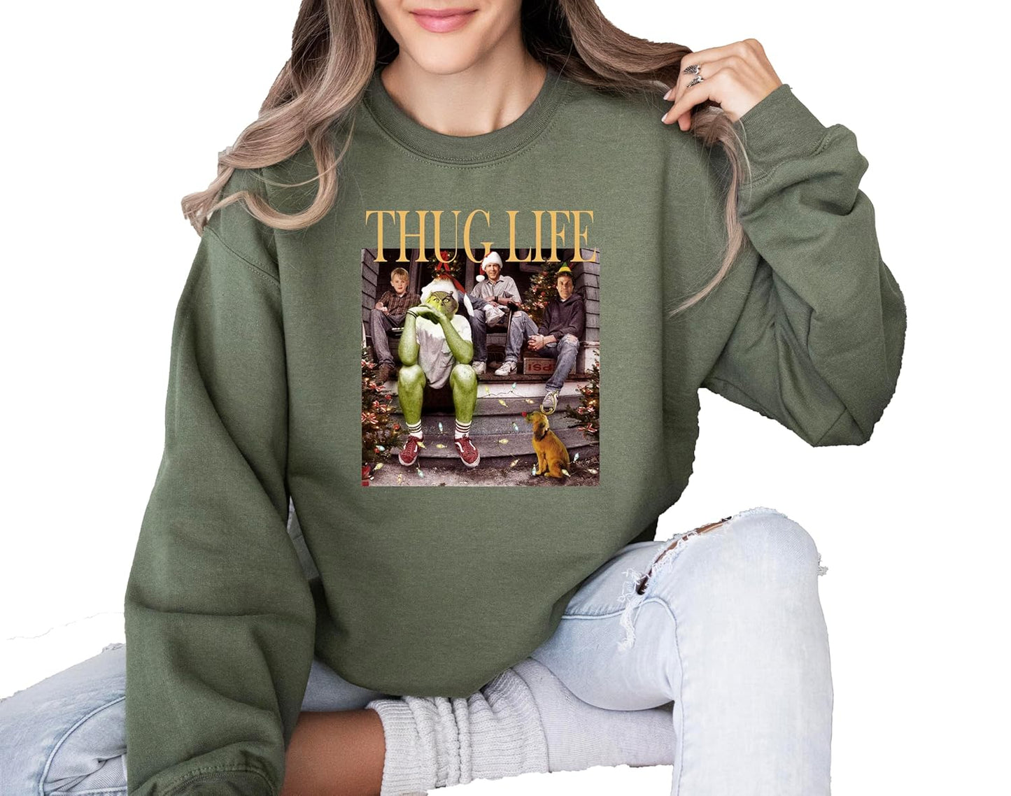 Thug Life Christmas Movie Characters Sweatshirt - Handmade