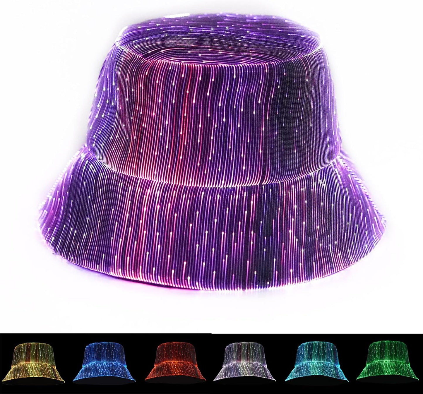 LED Rave Bucket Hat for Parties and Festivals - 7 Colors Glow