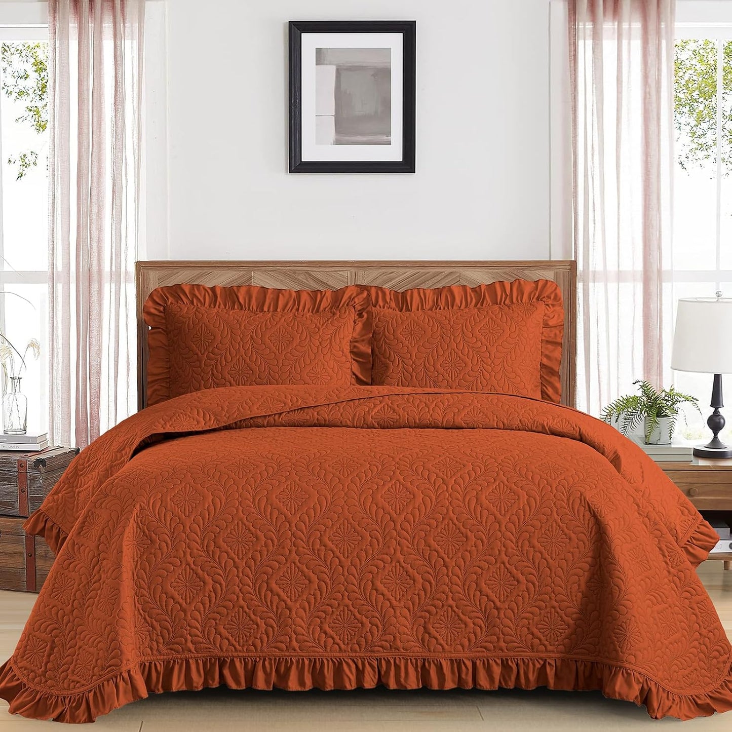 DJY Queen Quilt Set 3 Pieces for Luxurious All Season Comfort