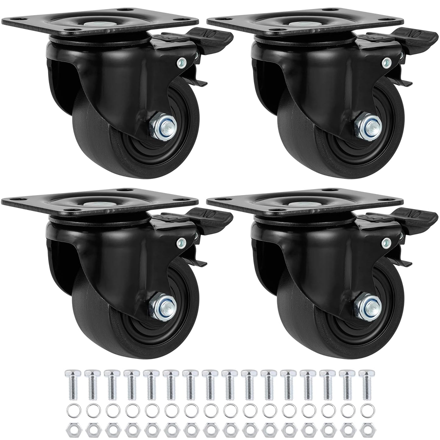 Finnhomy 3 Inch Caster Wheels Set of 4 Heavy Duty Low Profile