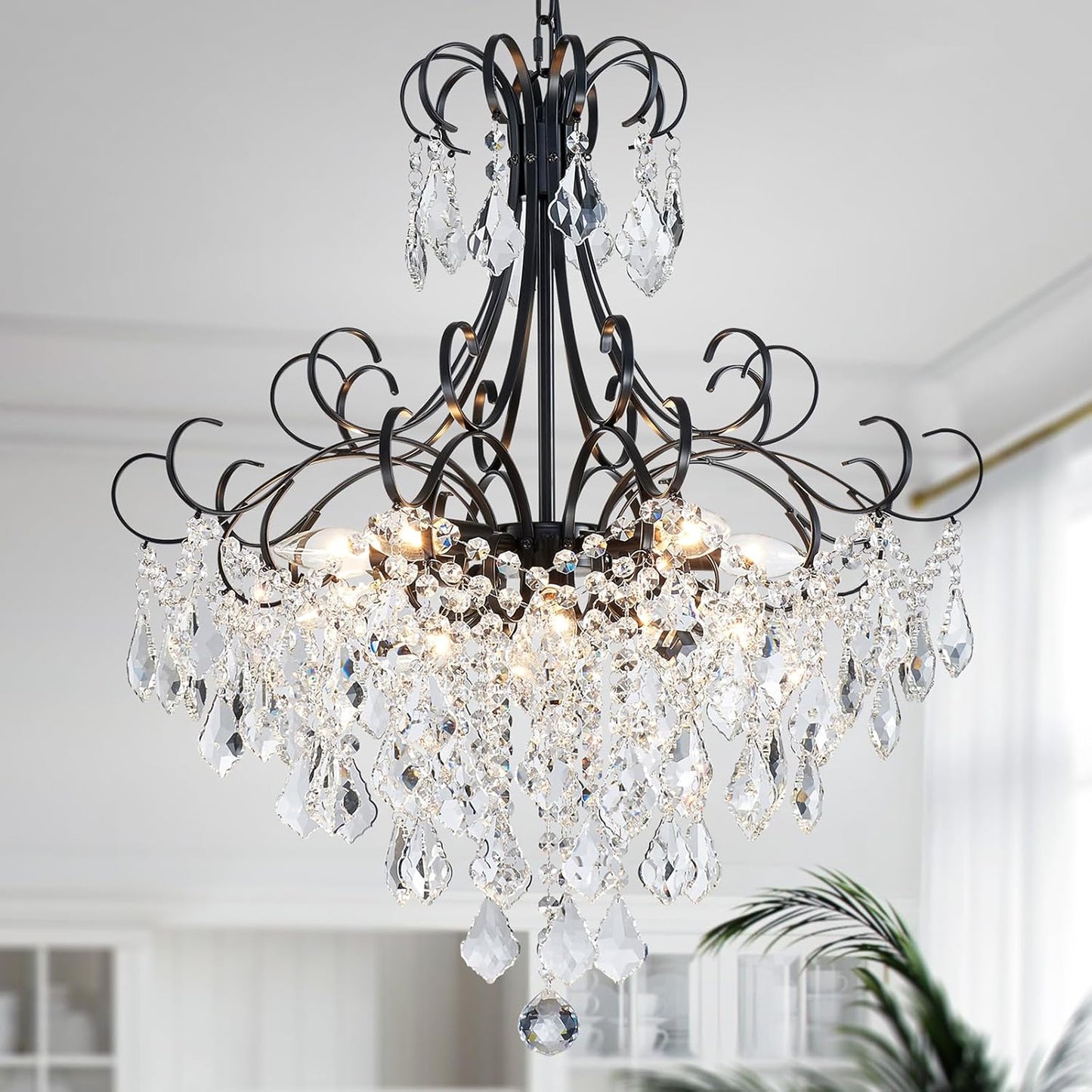 WUZUPS Crystal Chandelier 10-Light Pendant Ceiling Light Fixture