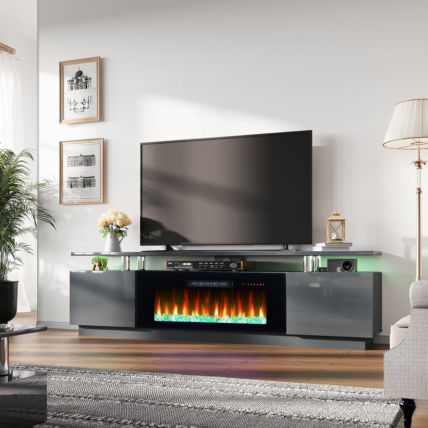 AMERLIFE Fireplace TV Stand with 40in Electric Fireplace