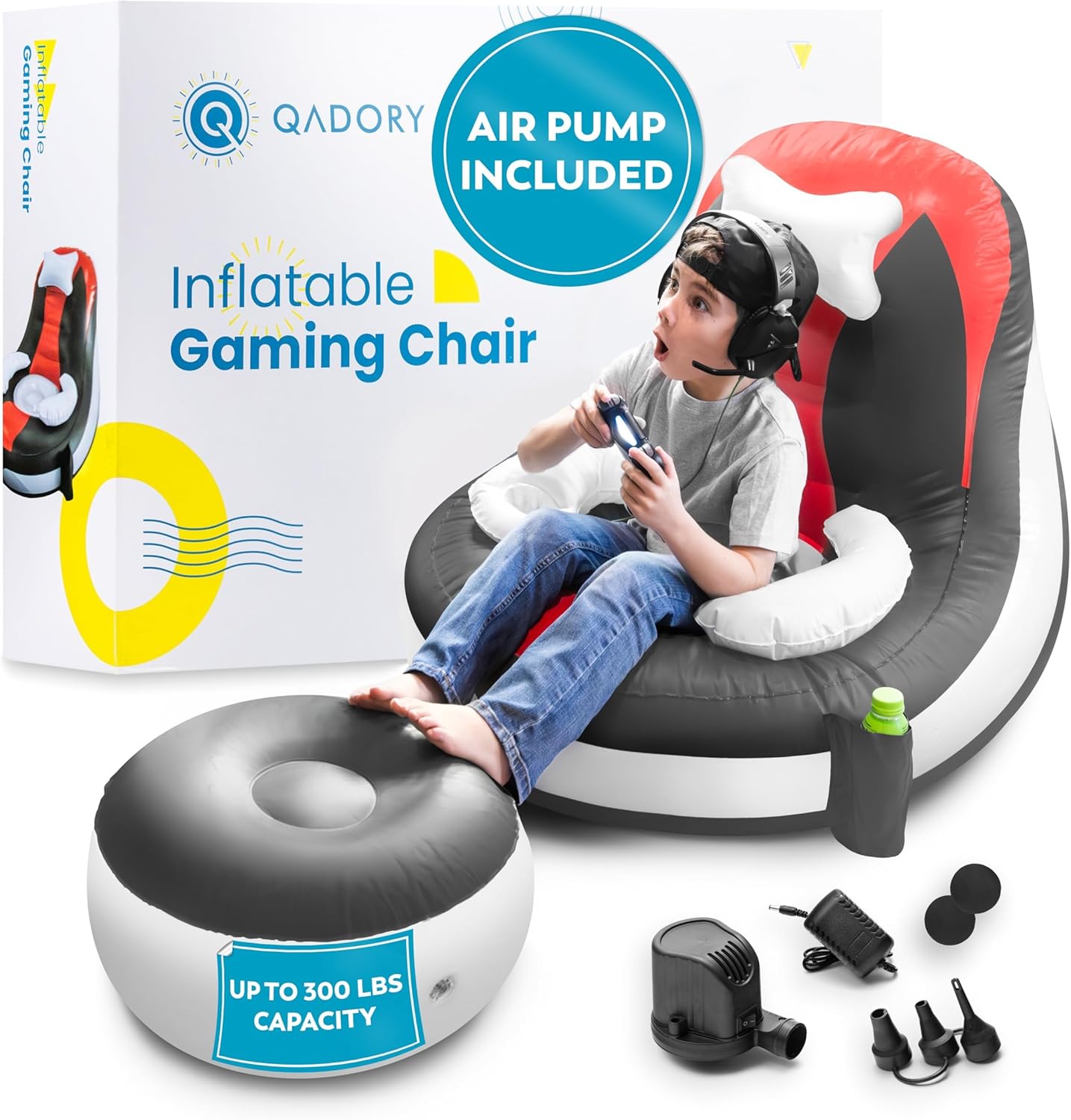 Qadory Kids Gaming Chair: 2-in-1 Inflatable Comfort