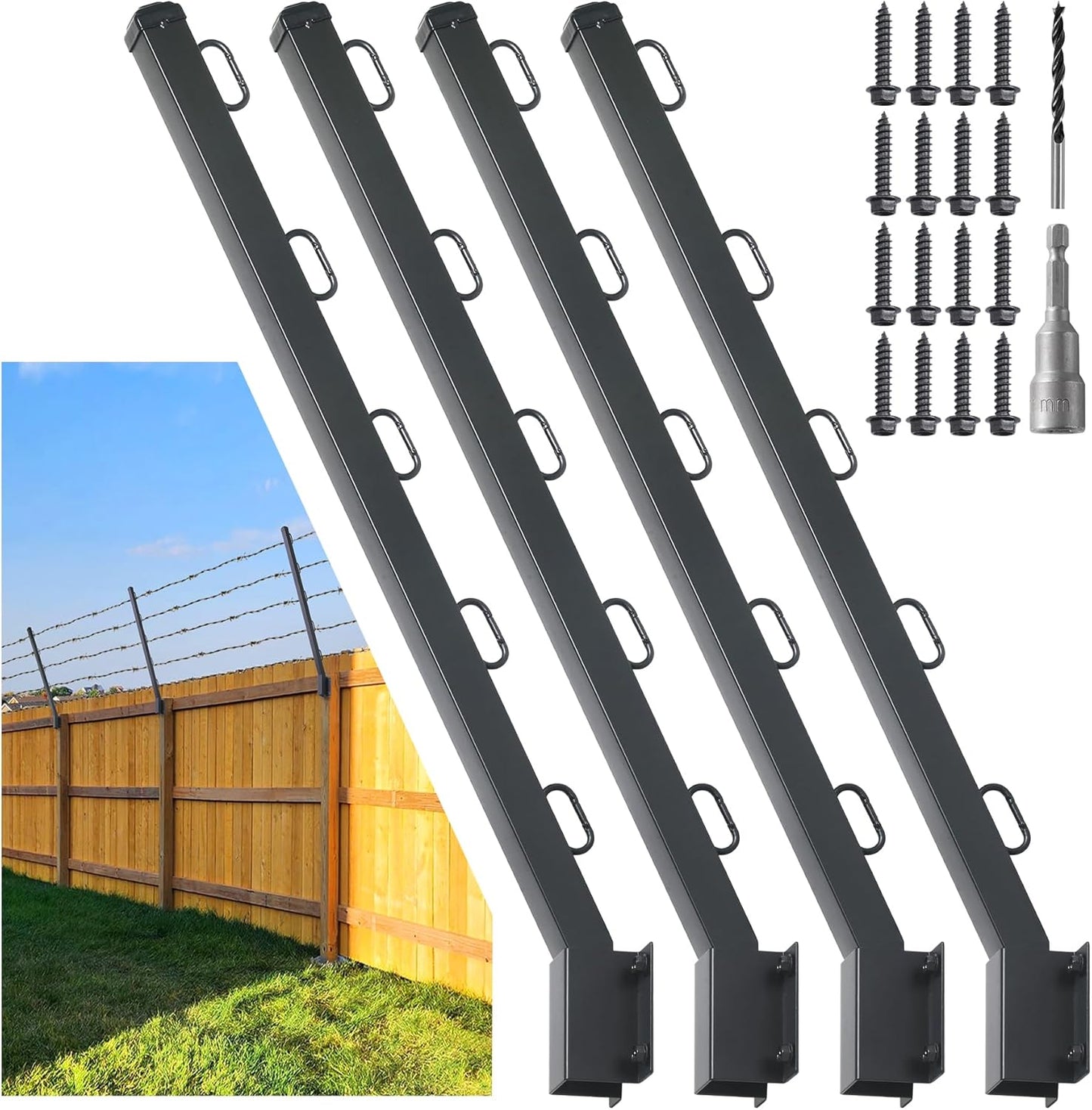 4-Pack 31in Fence Post Extender for Increased Height and Privacy