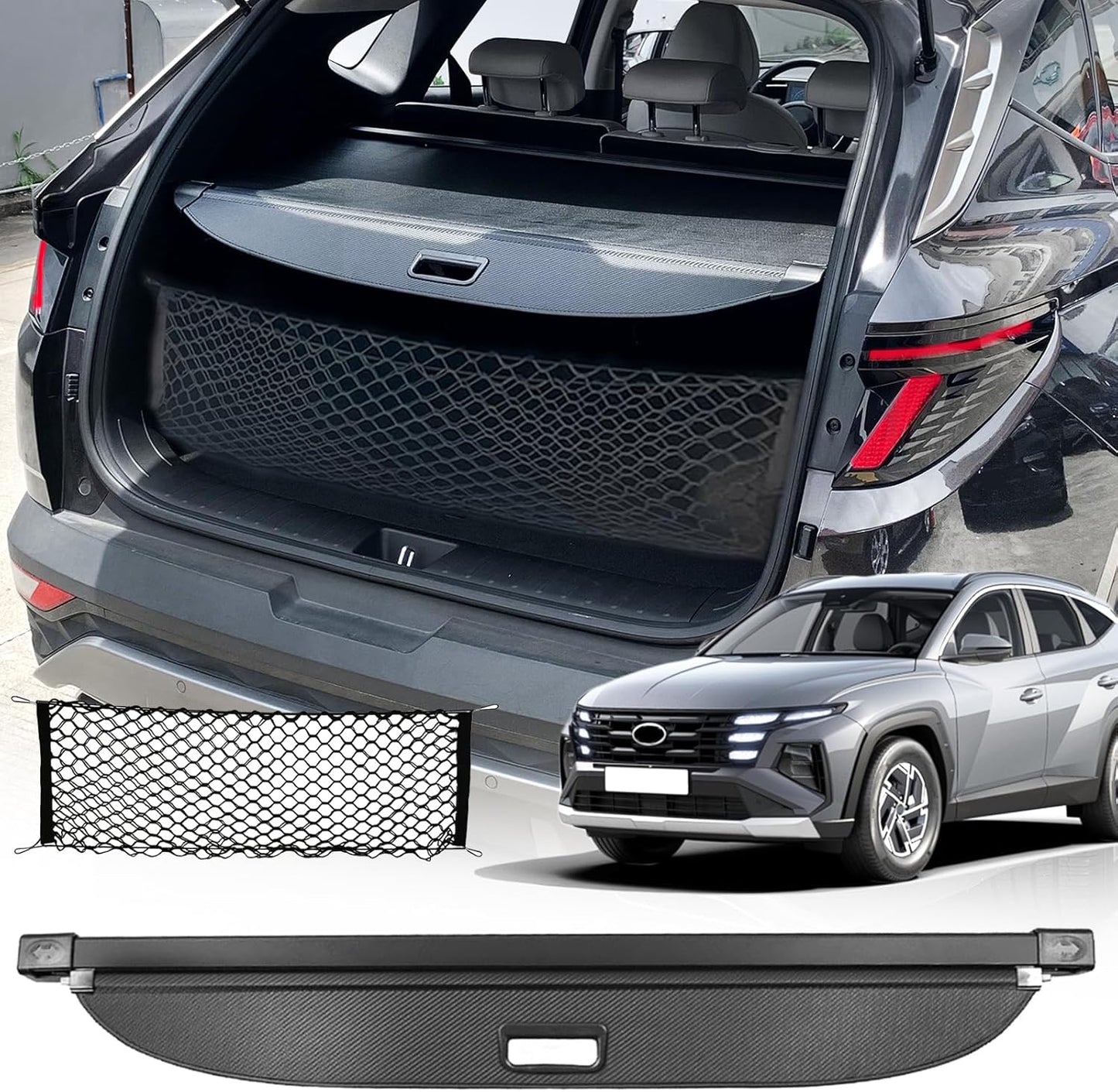 Cargo Cover for Hyundai Tucson 2022-2026 with Carbon Fiber Texture