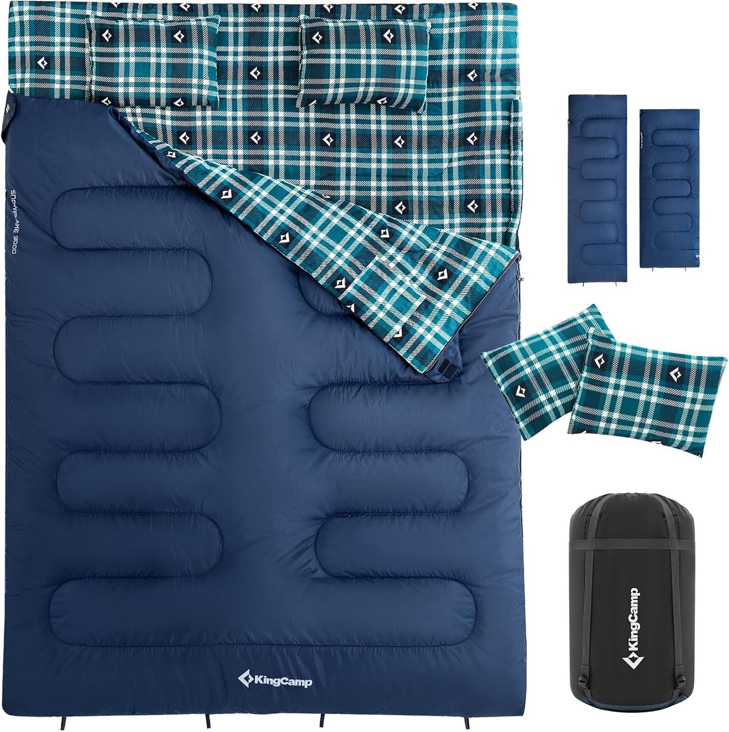 KingCamp Double Sleeping Bag for Adults - XXL Flannel Comfort