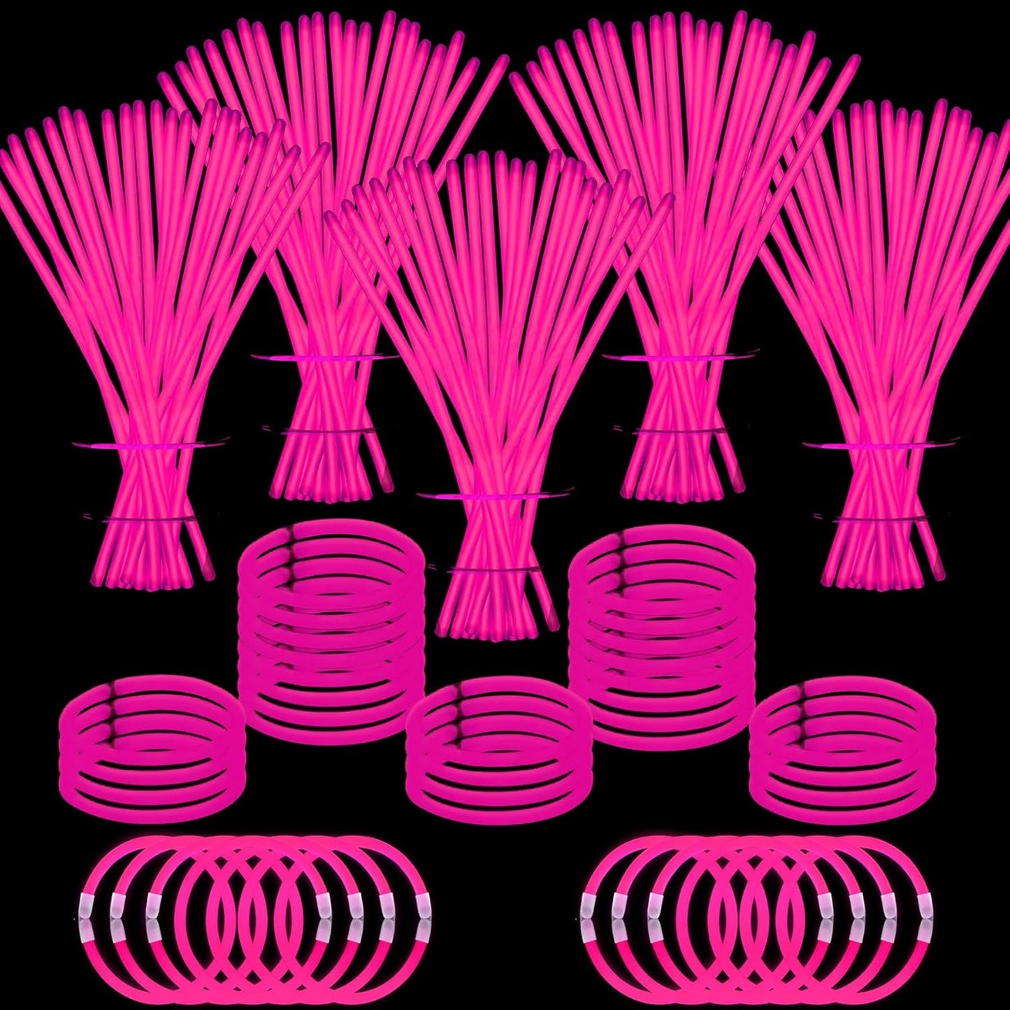 500 PCS Pink Glow Stick Bracelets for Neon Party Supplies