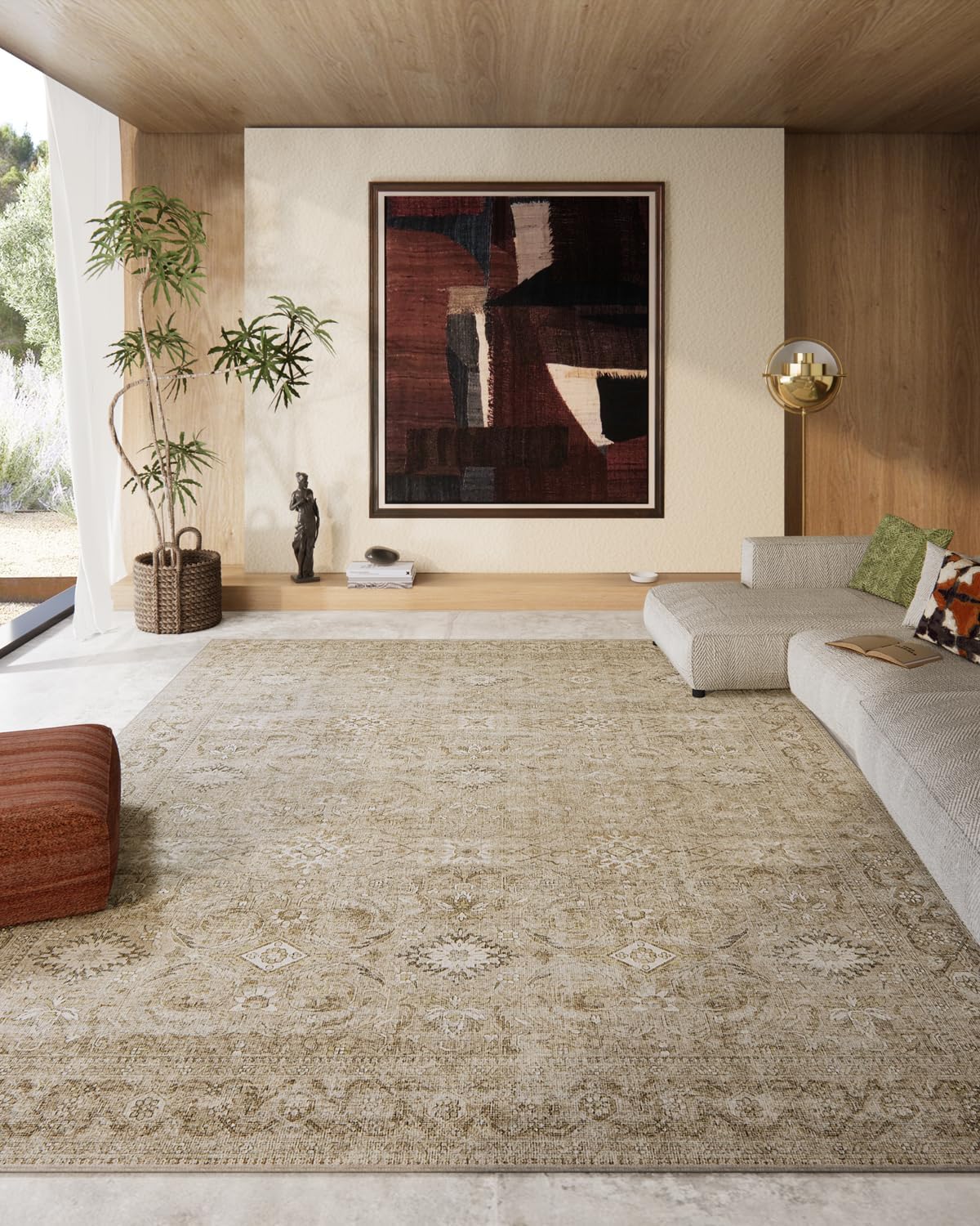 Washable Living Room Area Rugs: Soft Non-Slip Vintage Boho Rug