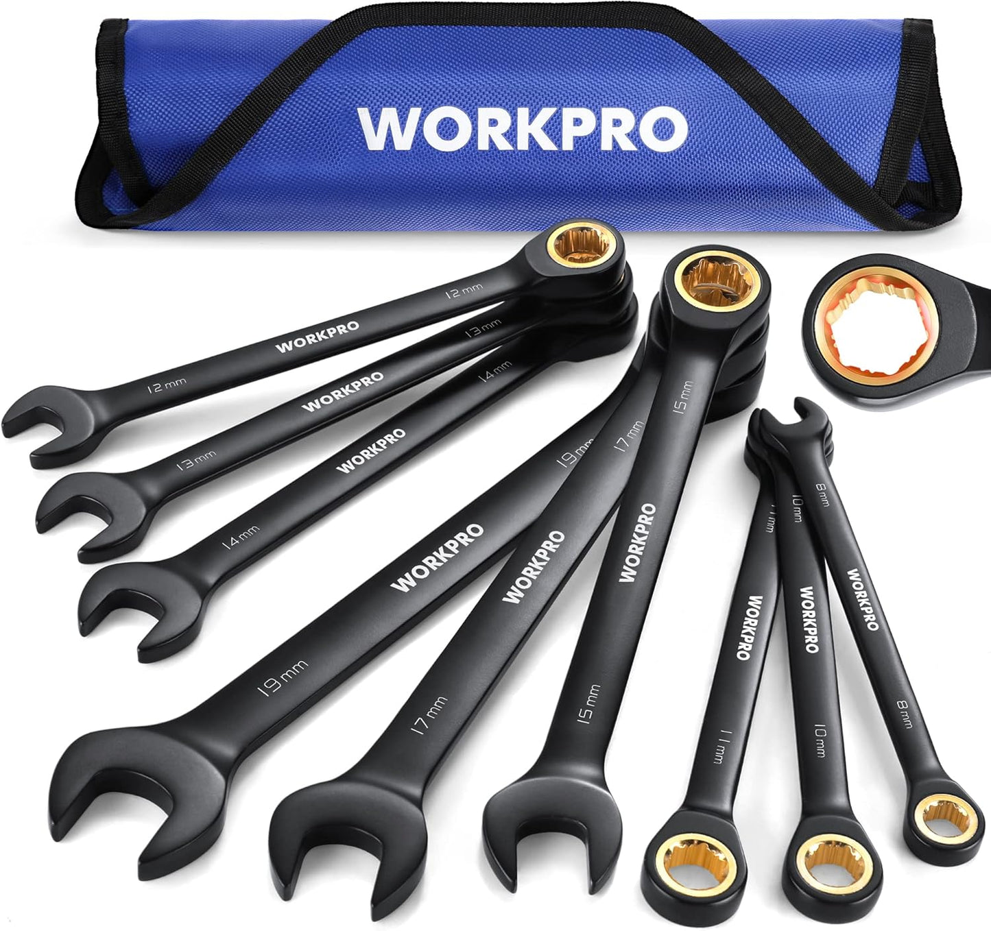WORKPRO 9-Piece Anti-Slip Ratcheting Wrench Set for All Needs