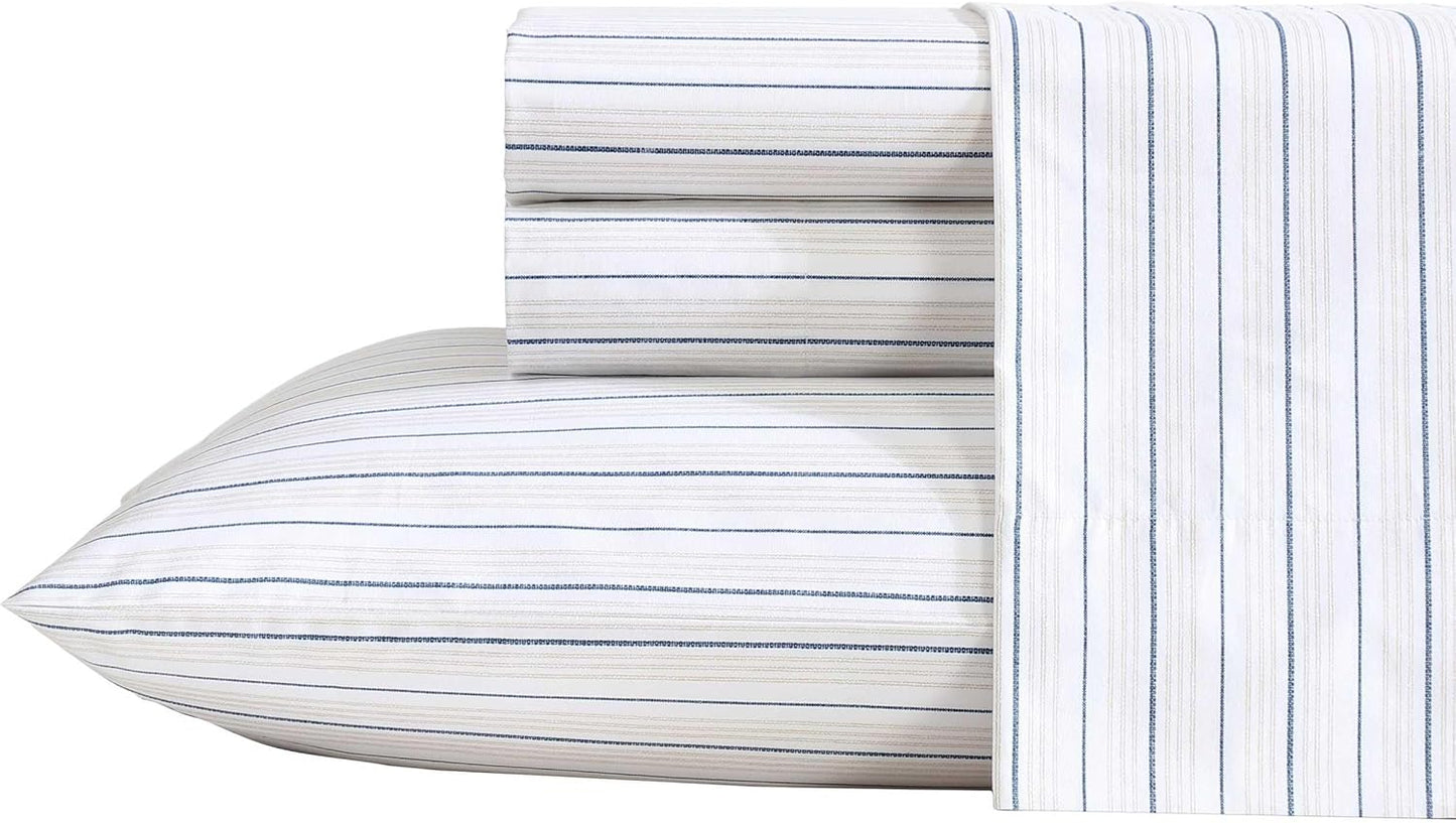 Nautica Twin Sheets Set in Beaux Stripe Blue for Cozy Comfort
