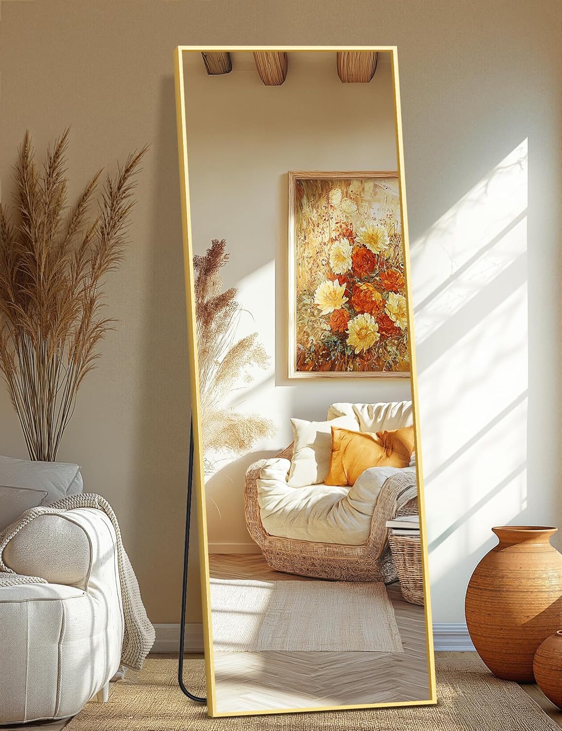 Full Length Standing Mirror with Aluminum Alloy Frame for Home