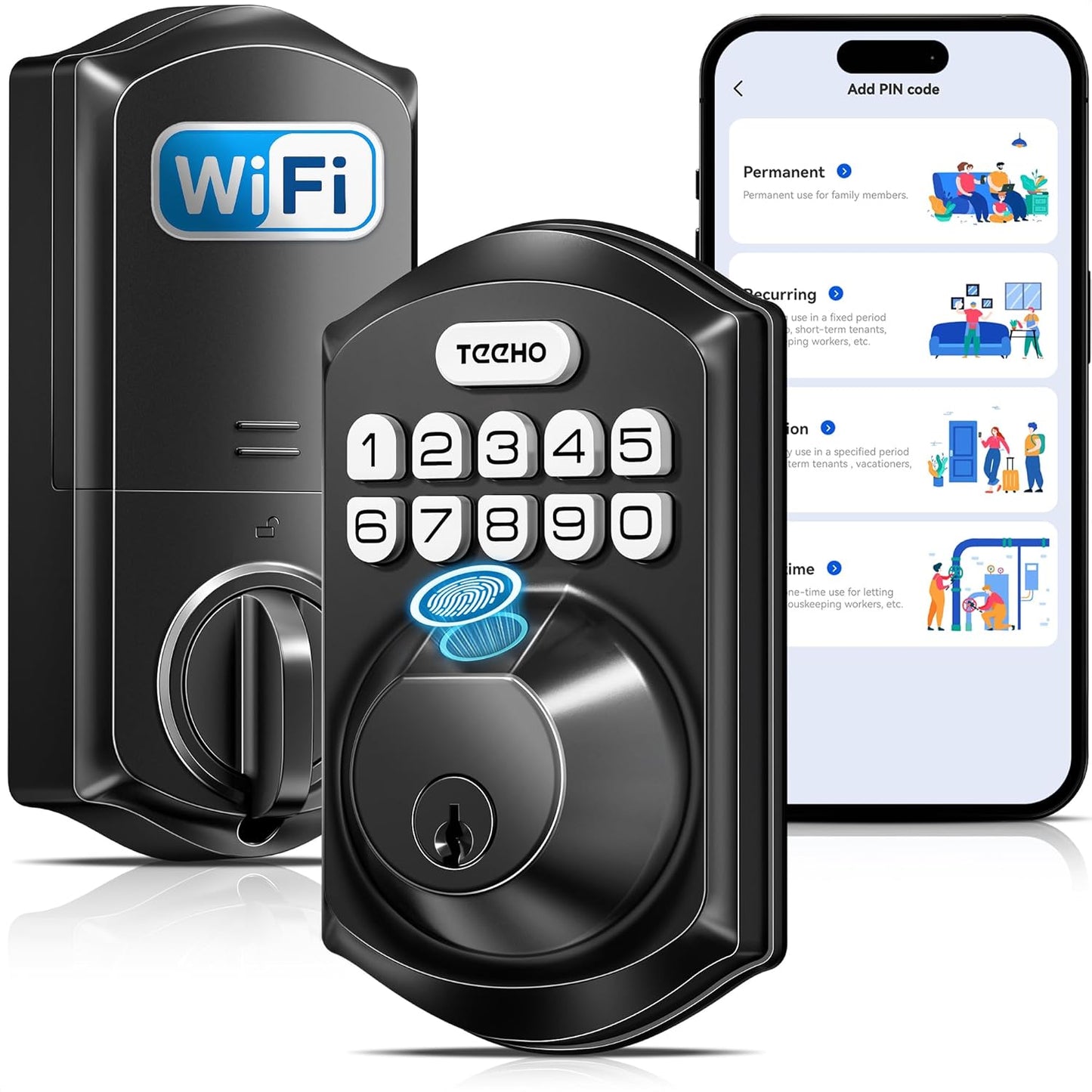 TEEHO WiFi Smart Lock TE012W: Keyless Entry with Fingerprint Access