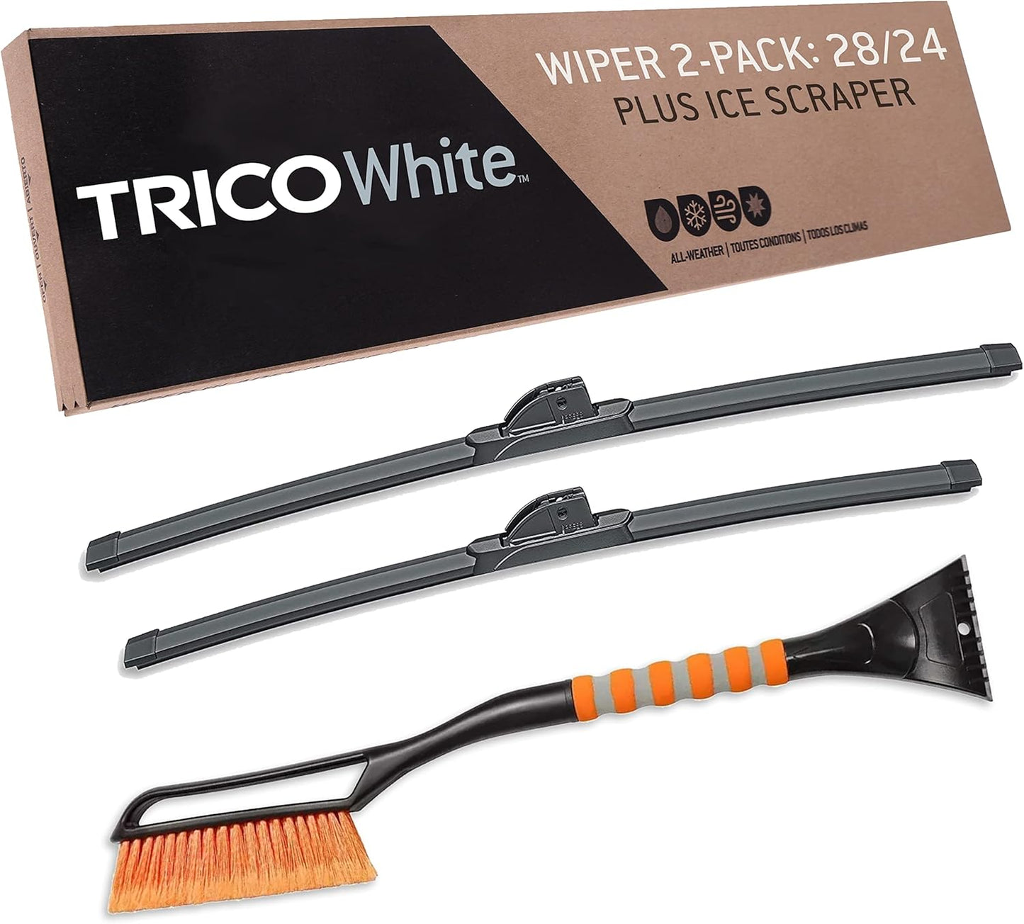 TRICO White 28in + 24in Winter Wiper Blades with Ice Scraper