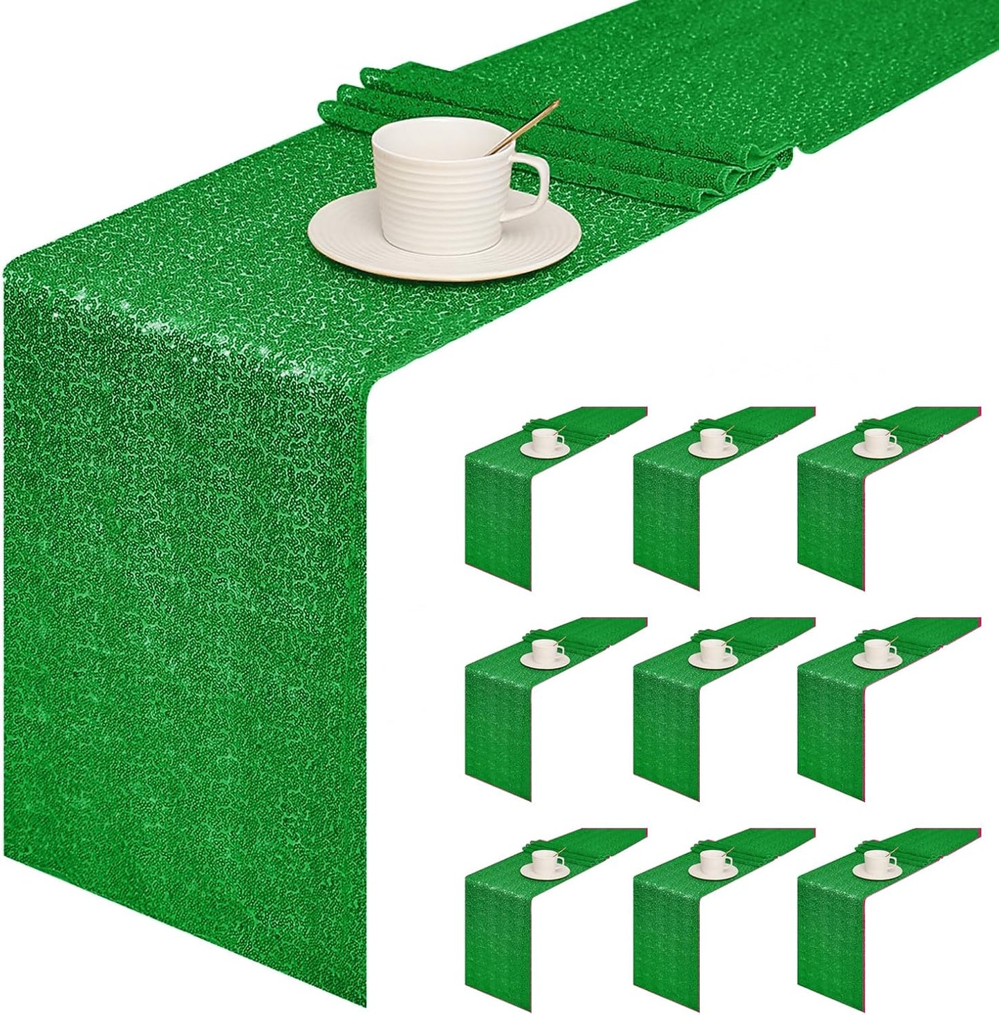 Glitter Grass Green Sequin Table Runner for Events and Parties