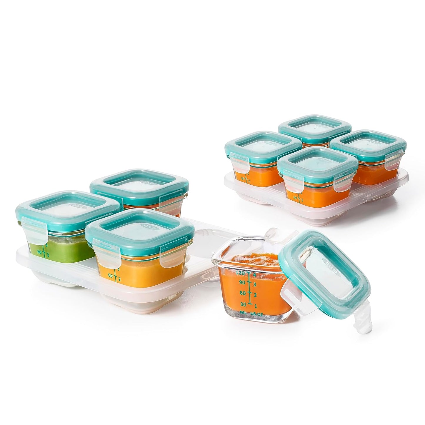 OXO Tot 8pc Glass Baby Block Set for Easy Food Storage