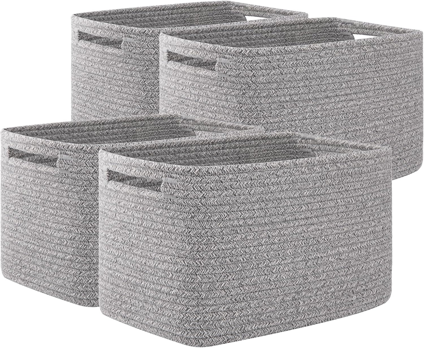 OIAHOMY Storage Baskets for Organizing - 4 Pack Cotton Bins