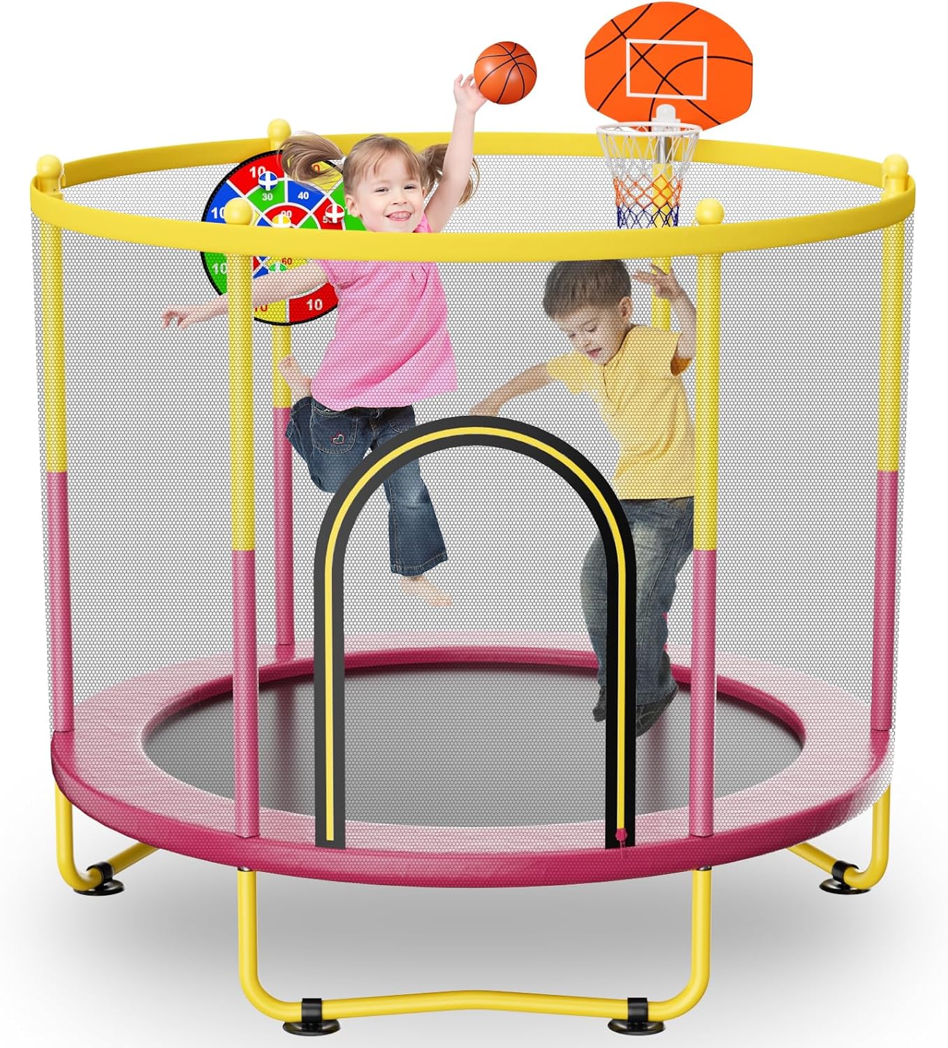 6FT Indoor Trampoline for Kids with Safety Enclosure & Fun