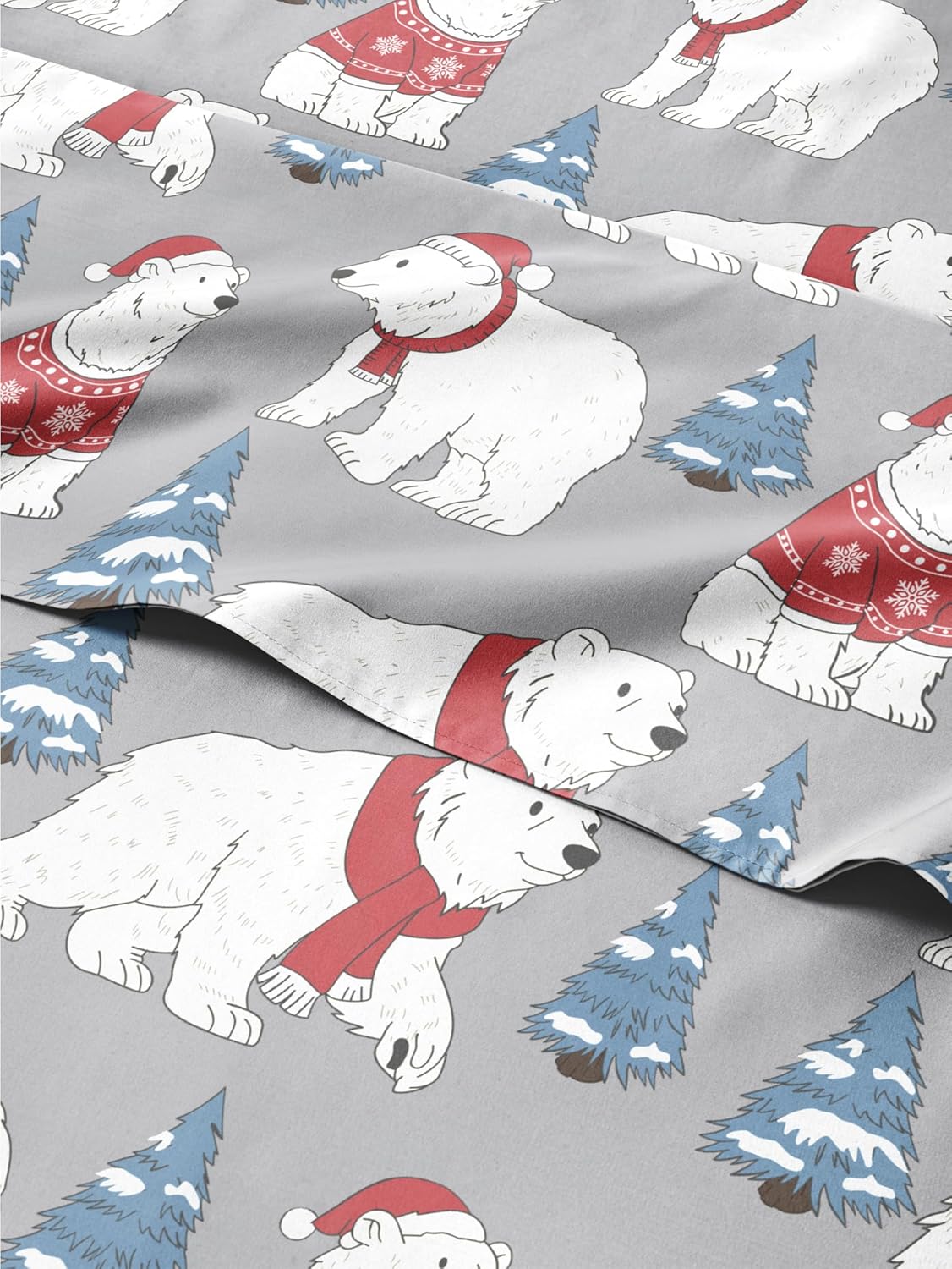 Queen Christmas Santa Bears Sheet Set - Cozy Holiday Bedding